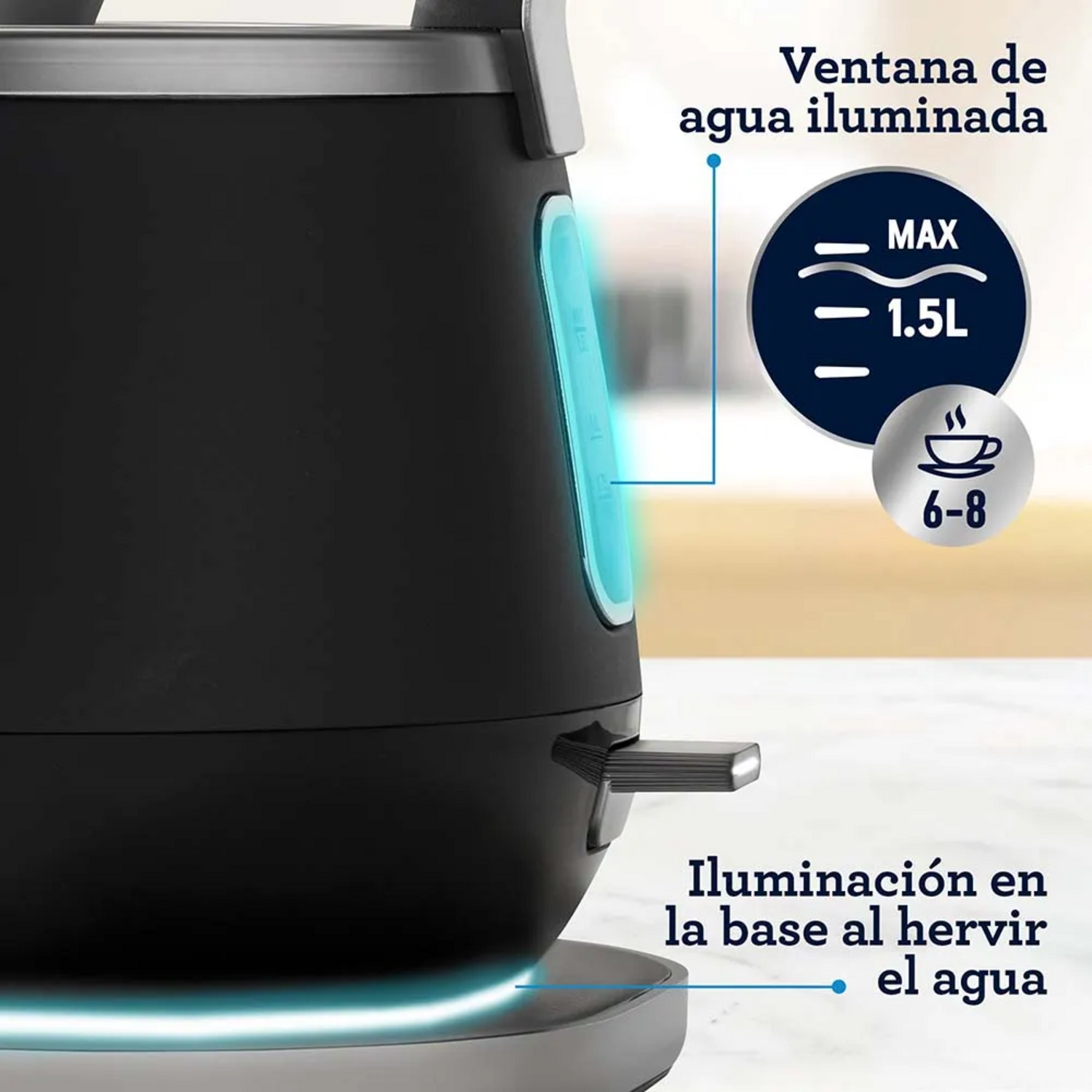 Hervidor Premium Oster 1,5 Litros Luces BVSTKT4510B Oster New Horizons Chile New Horizons NHT.cl