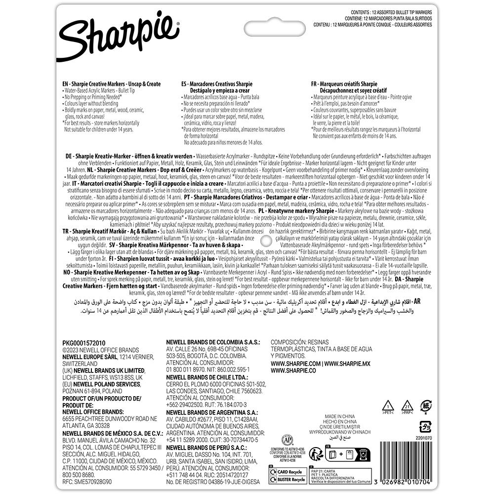 Set Lapices Acrilico Sharpie 12 Colores Base Agua Sharpie New Horizons Chile New Horizons NHT.cl