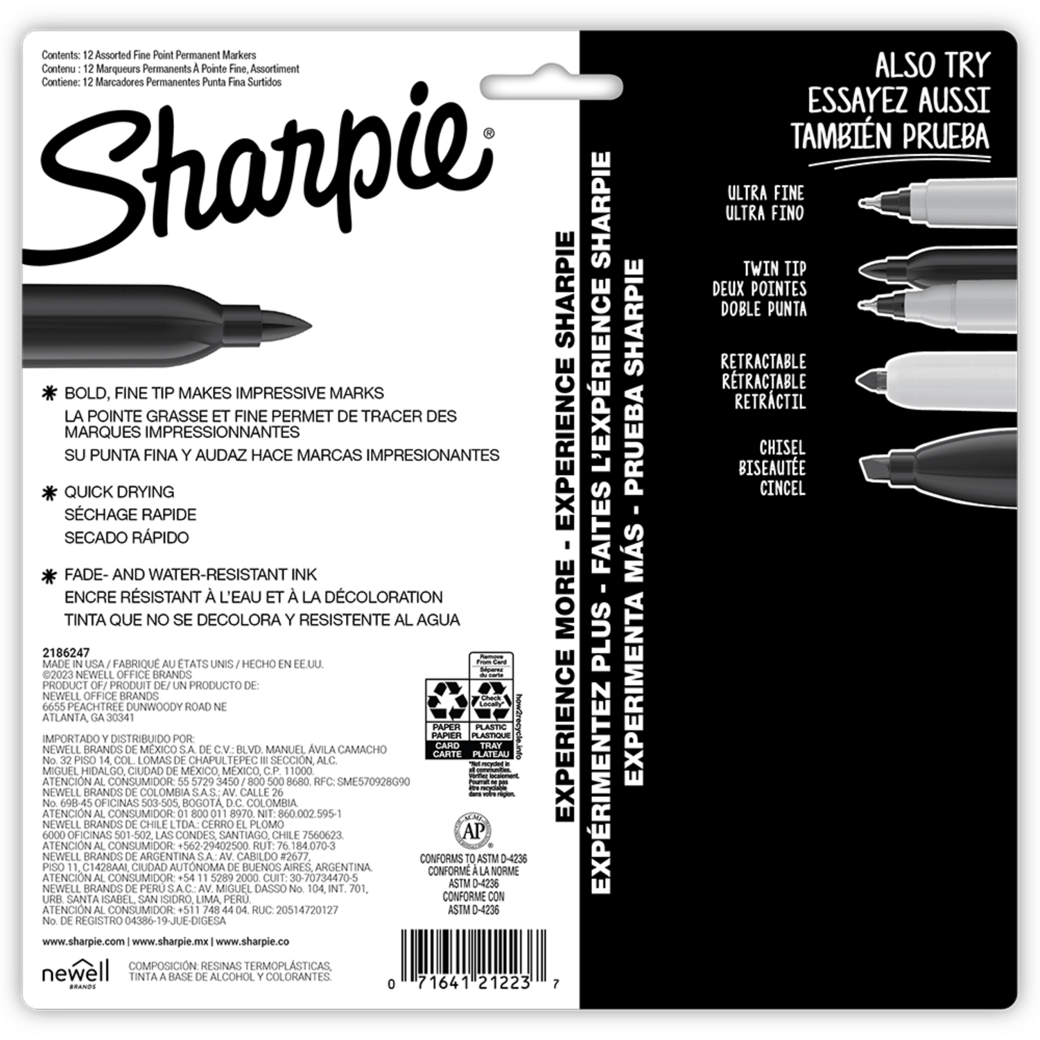 Set 12 Marcadores Permanete Sharpie Glam Pop 12 Col P Fina Sharpie New Horizons Chile New Horizons NHT.cl