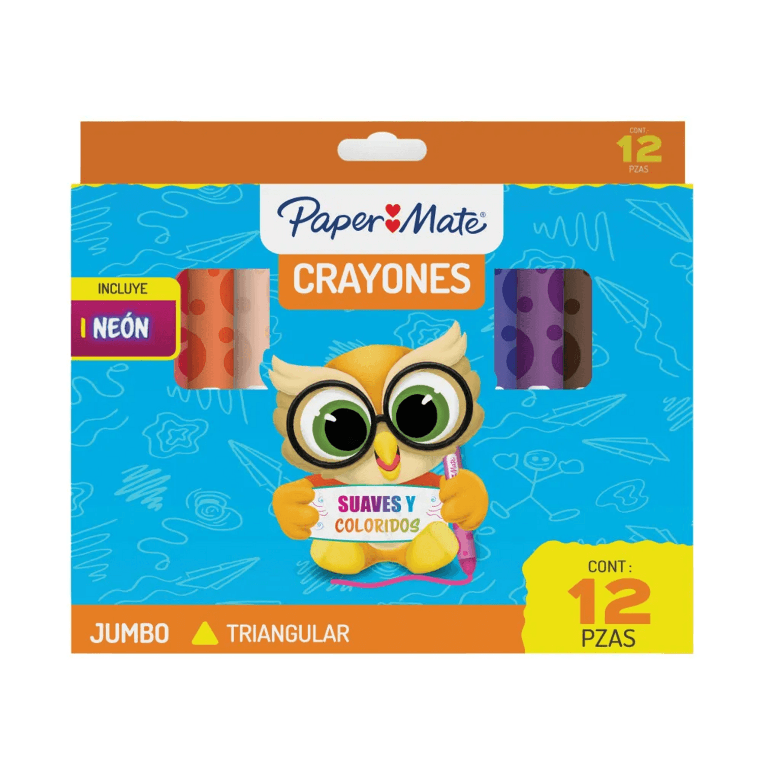 Lápices Cera Crayones Triangular PaperMate Grueso 12 Colores