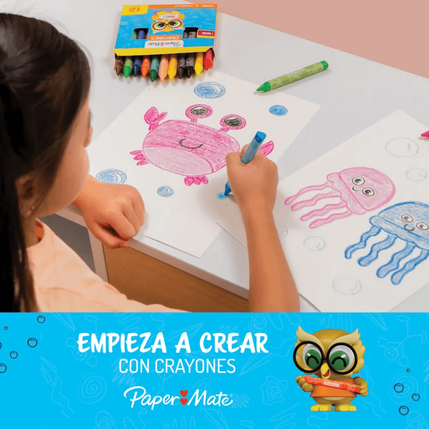 Lápices Cera Crayones Triangular PaperMate Grueso 12 Colores