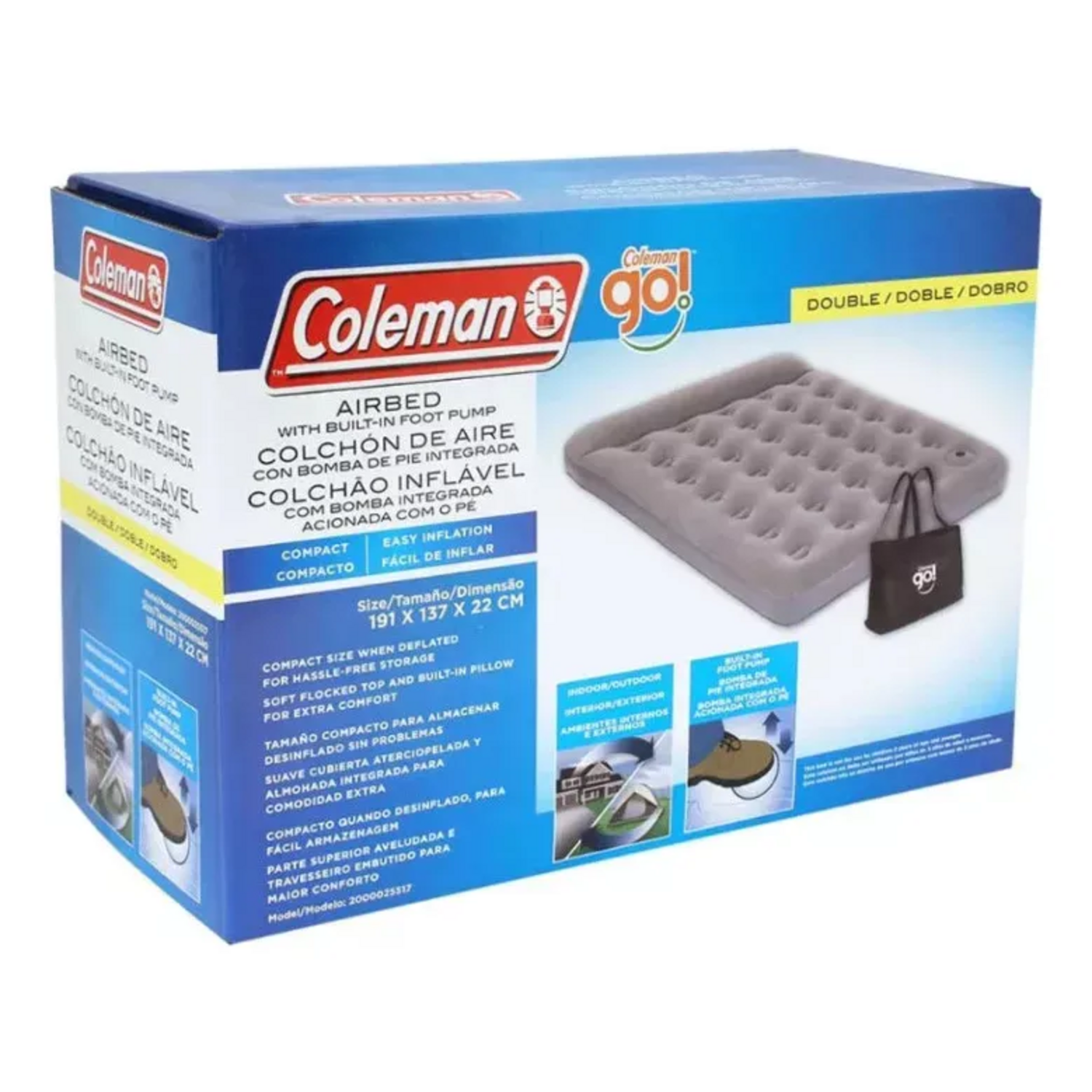 Colchon Inflable Coleman 2 Plazas con Inflador