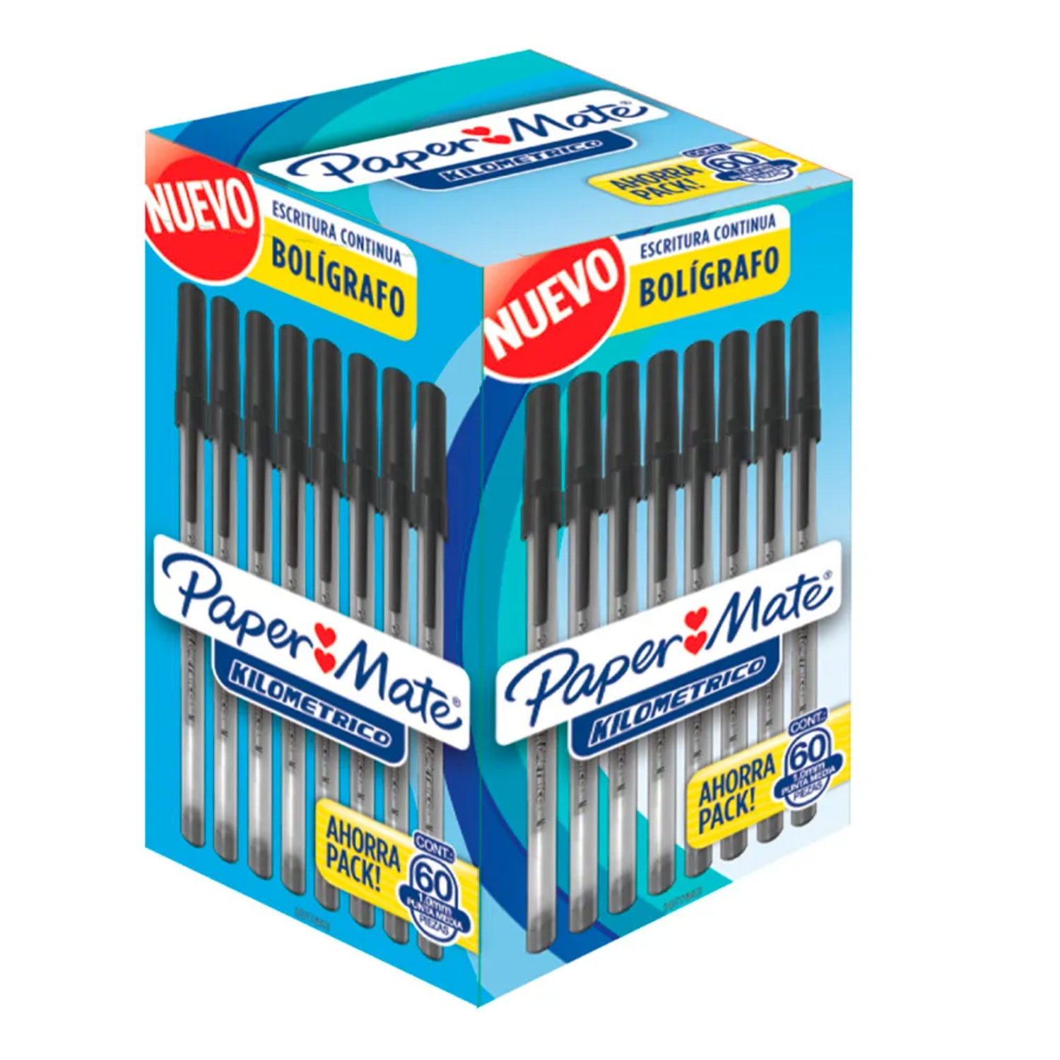 Caja 60 Bolígrafos PaperMate Económico Kilométrico Negro