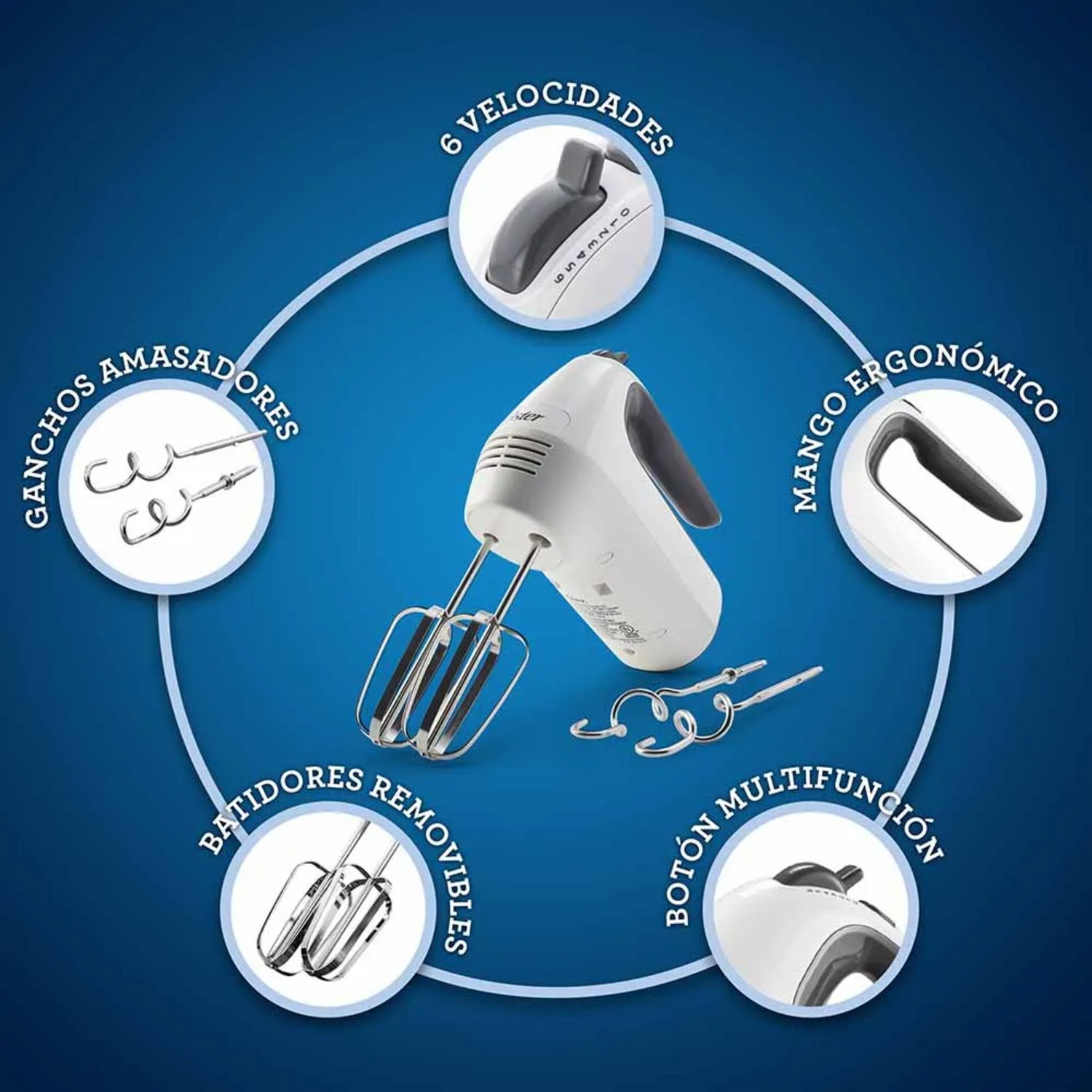 Batidora de Mano Oster 6 Veloc y Turbo Blanca Oster New Horizons Chile New Horizons NHT.cl