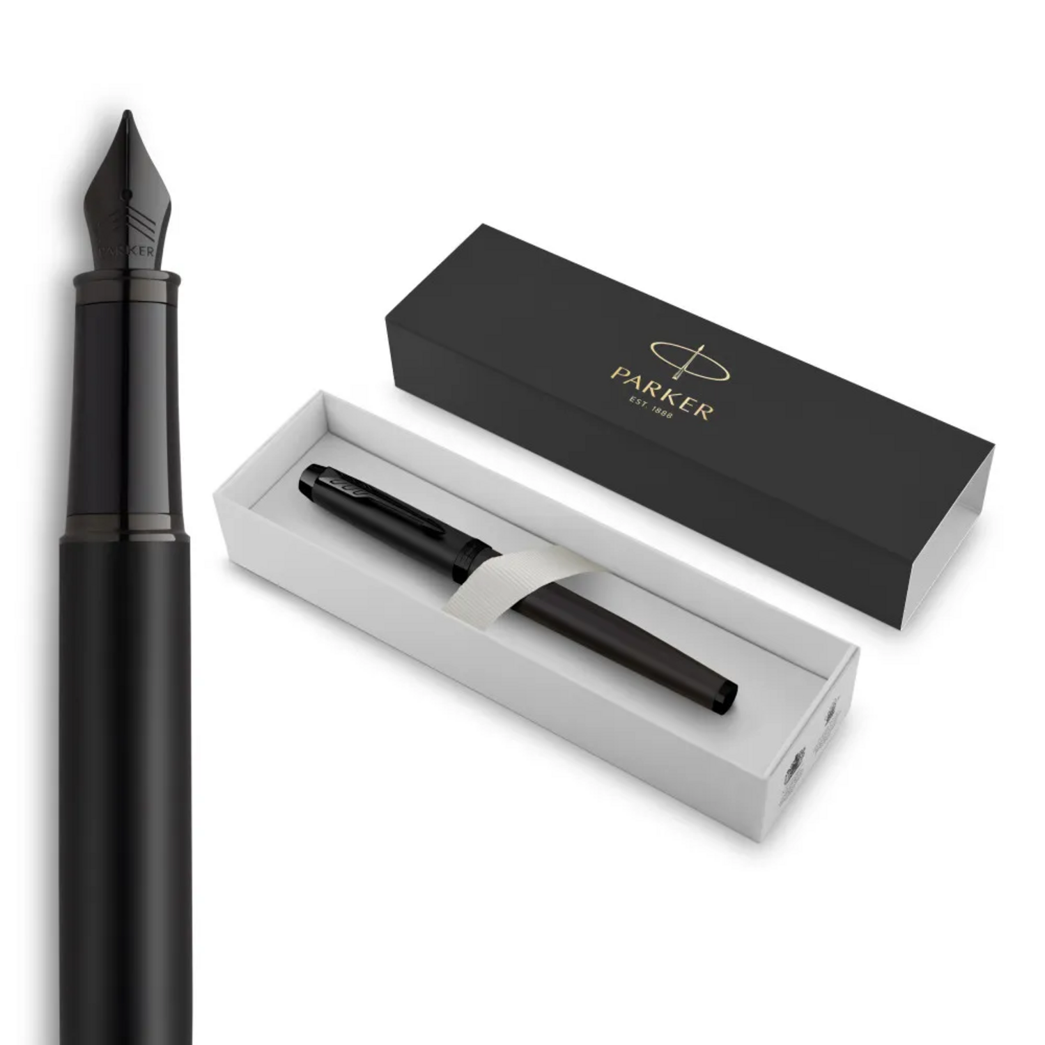 Pluma Fuente Parker IM Negro Matte BT Tinta Azul
