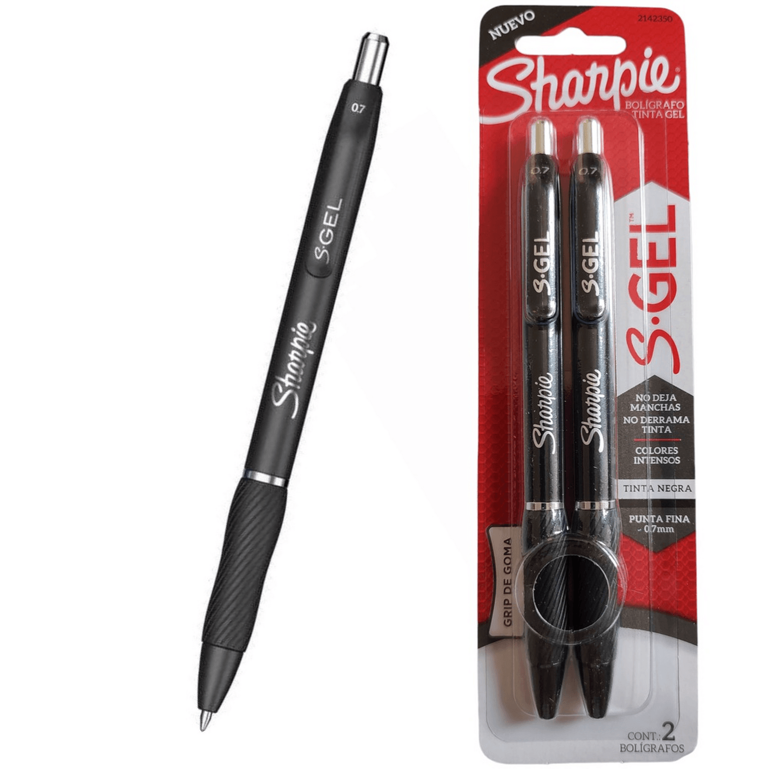 Set Boligrafos Gel Sharpie 0,7 Negro Blister x2 2142350