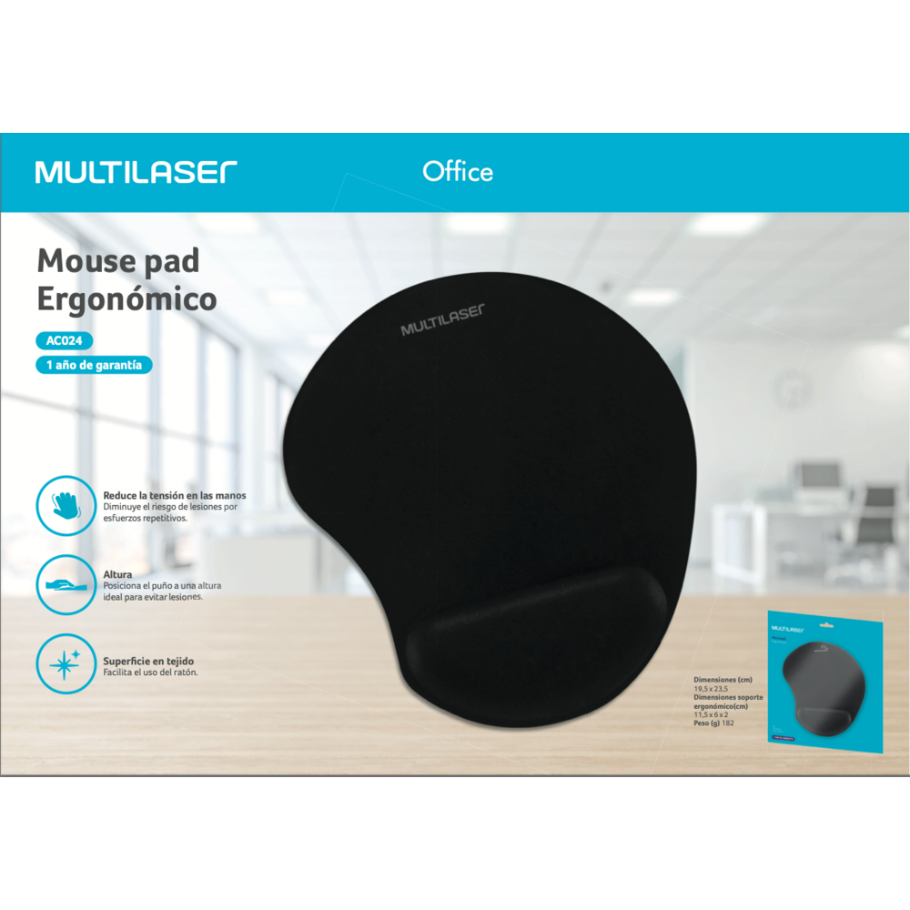 Mouse Pad Ergonomico Gel Multi AC024 Multilaser New Horizons Chile New Horizons NHT.cl