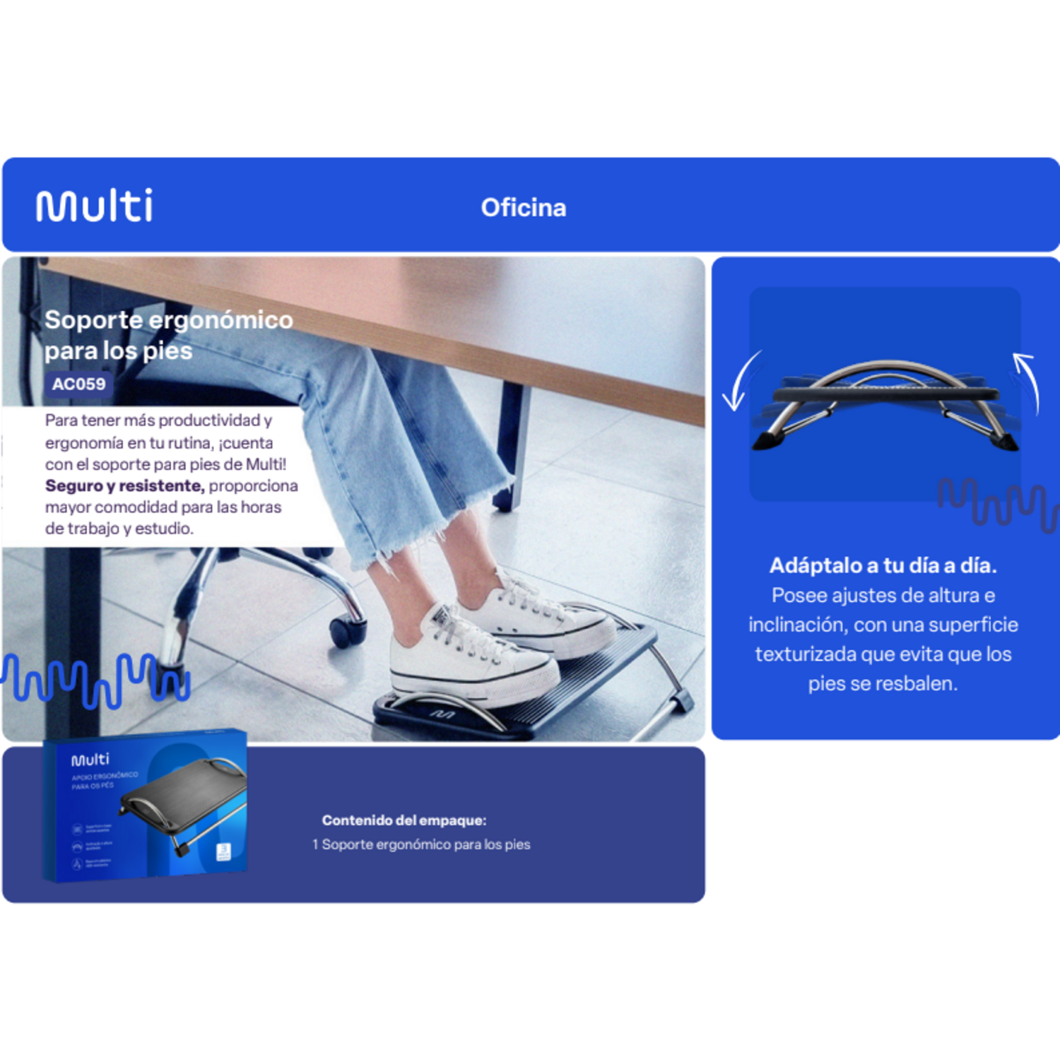 Apoya Pies Ajustable Multilaser AC059