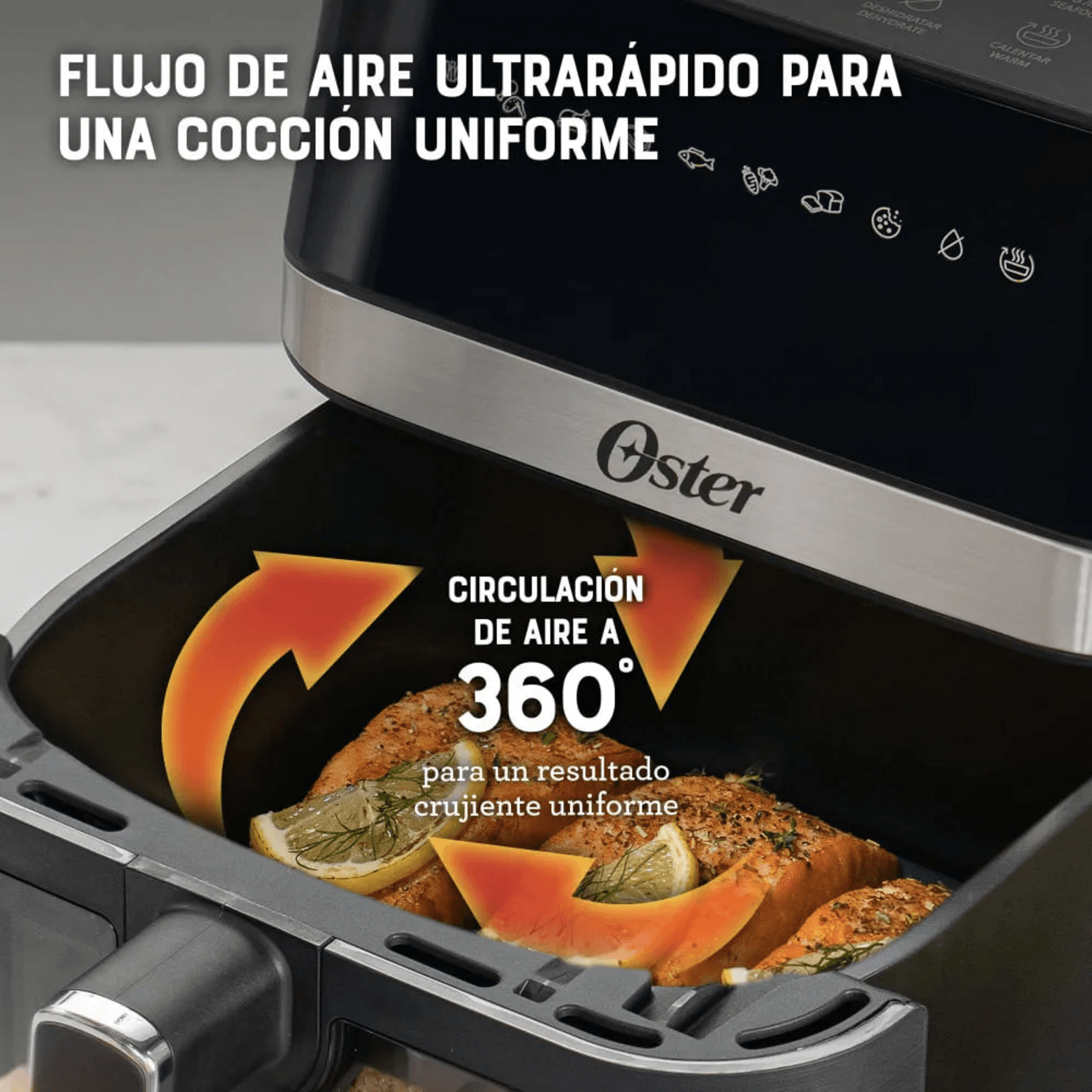 Freidora Air Fryer Oster 6L Digital con Visor Mod 2204818 Oster New Horizons Chile New Horizons NHT.cl