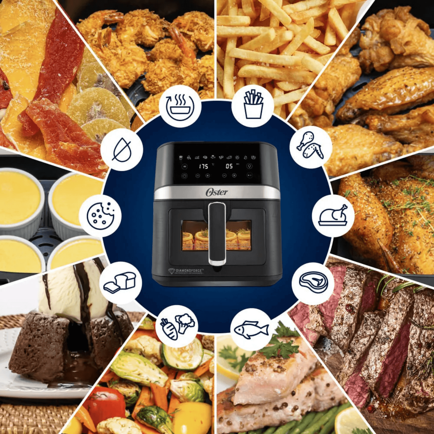 Freidora Air Fryer Oster 6L Digital con Visor Mod 2204818 Oster New Horizons Chile New Horizons NHT.cl
