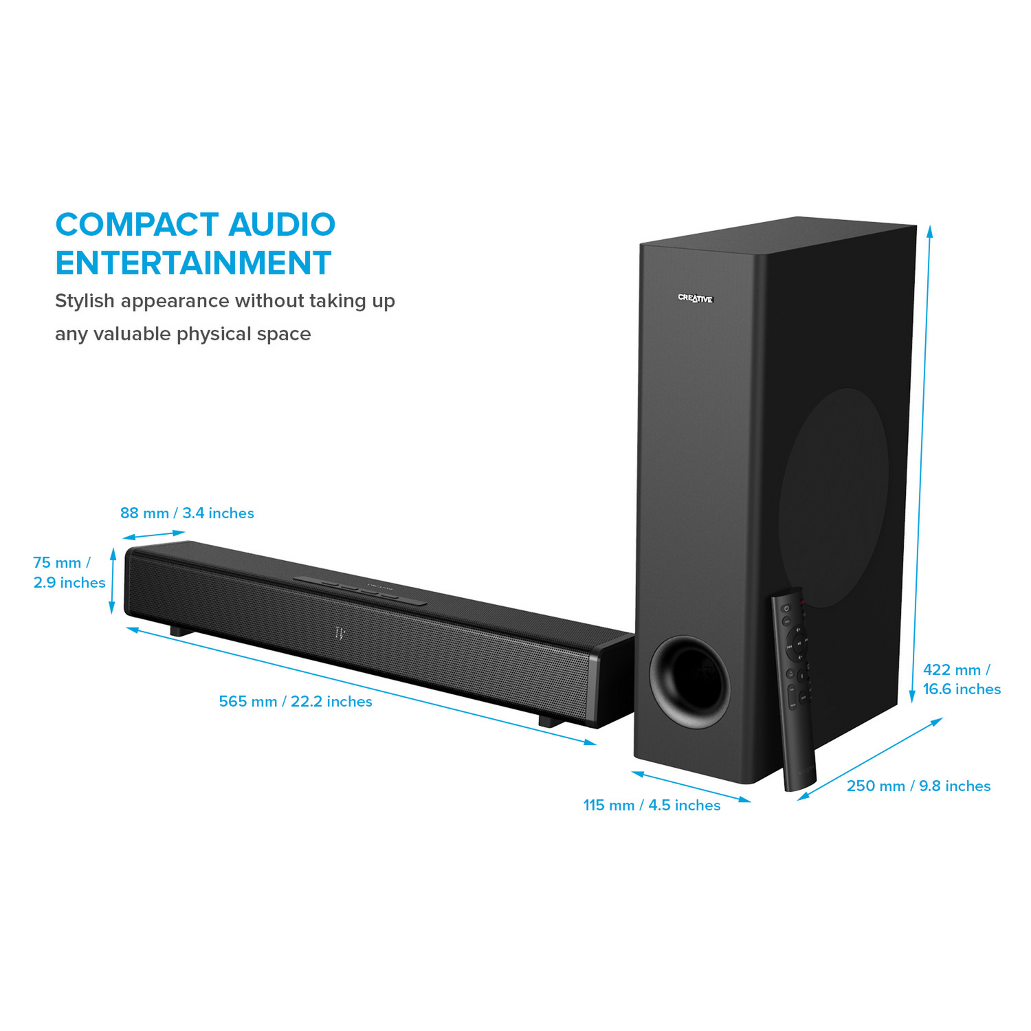 Barra de Sonido Creative Stage 360 SW Dolby Atmos Creative New Horizons Chile New Horizons NHT.cl