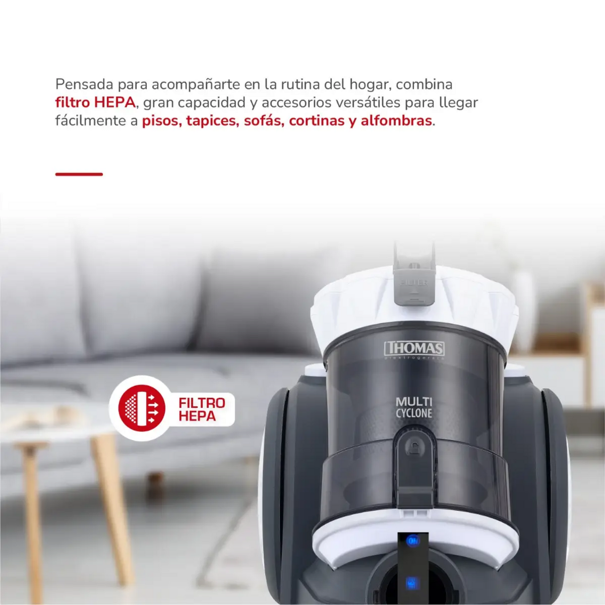 Aspiradora Thomas TH-2202BL 1400W HEPA Sin Bolsa 0,8L Gris