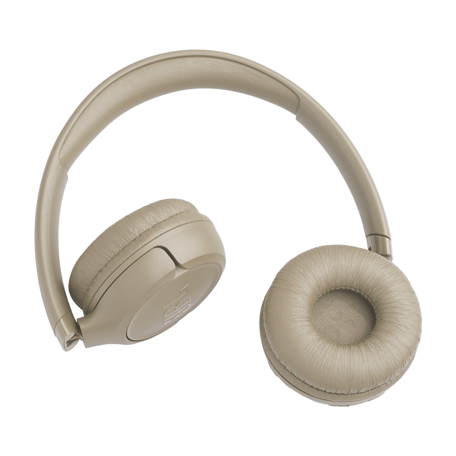 Audífonos bluetooth JBL Tune 530BT en color beige, diseñados para ofrecer comodidad y sonido potente.