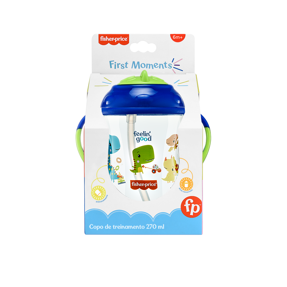 Vaso Con Bombilla First Moments Fisher Price Azul BB1016 Fisher Price New Horizons Chile New Horizons NHT.cl
