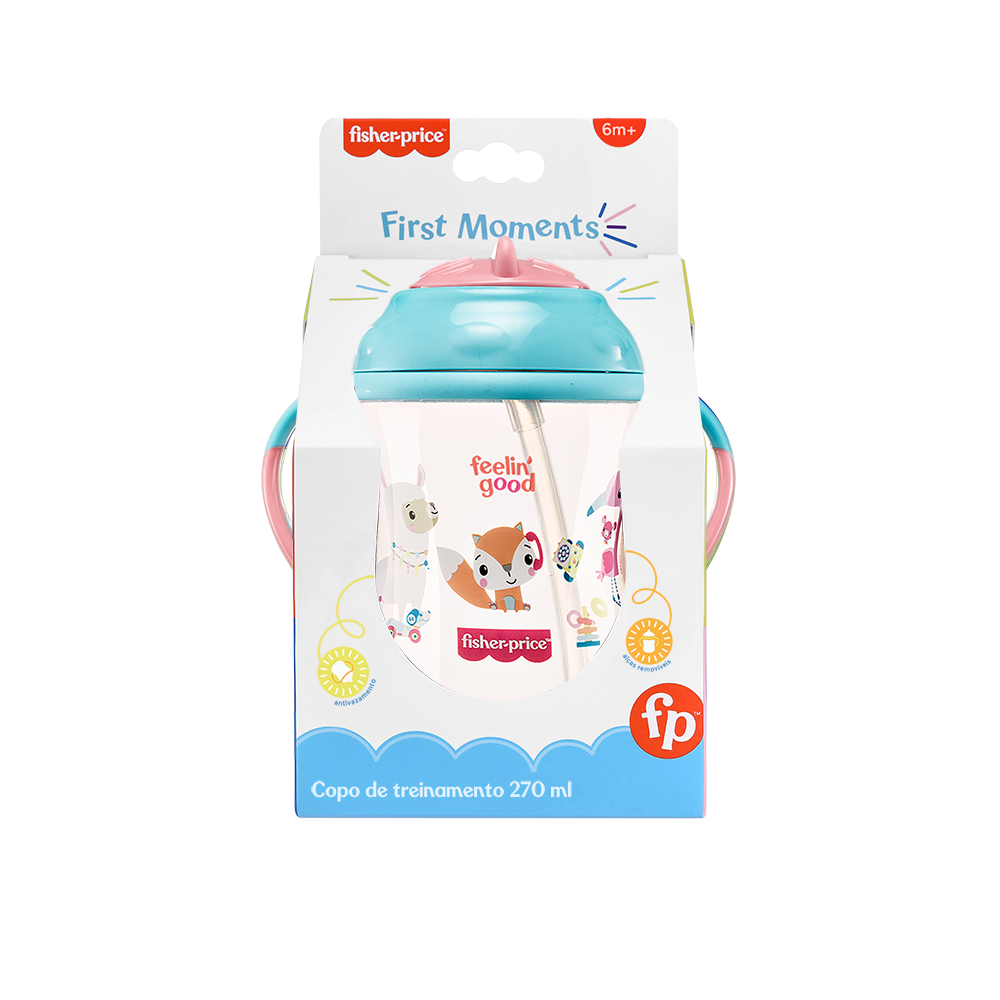 Vaso Bombilla First Moments 270 ml Fisher Price Rosa BB1017 Fisher Price New Horizons Chile New Horizons NHT.cl