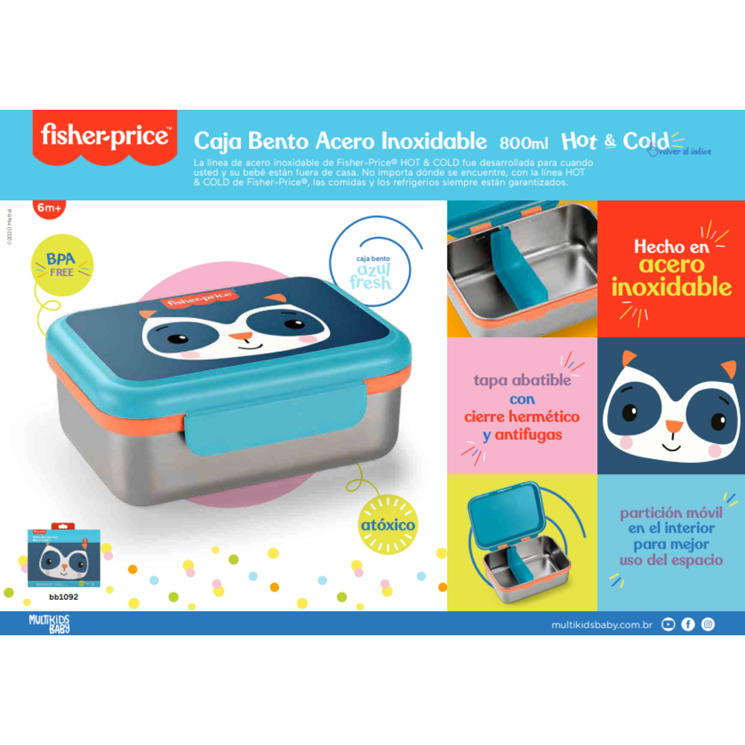 Lonchera Bento Box Acero Fisher Price Azul BB1092