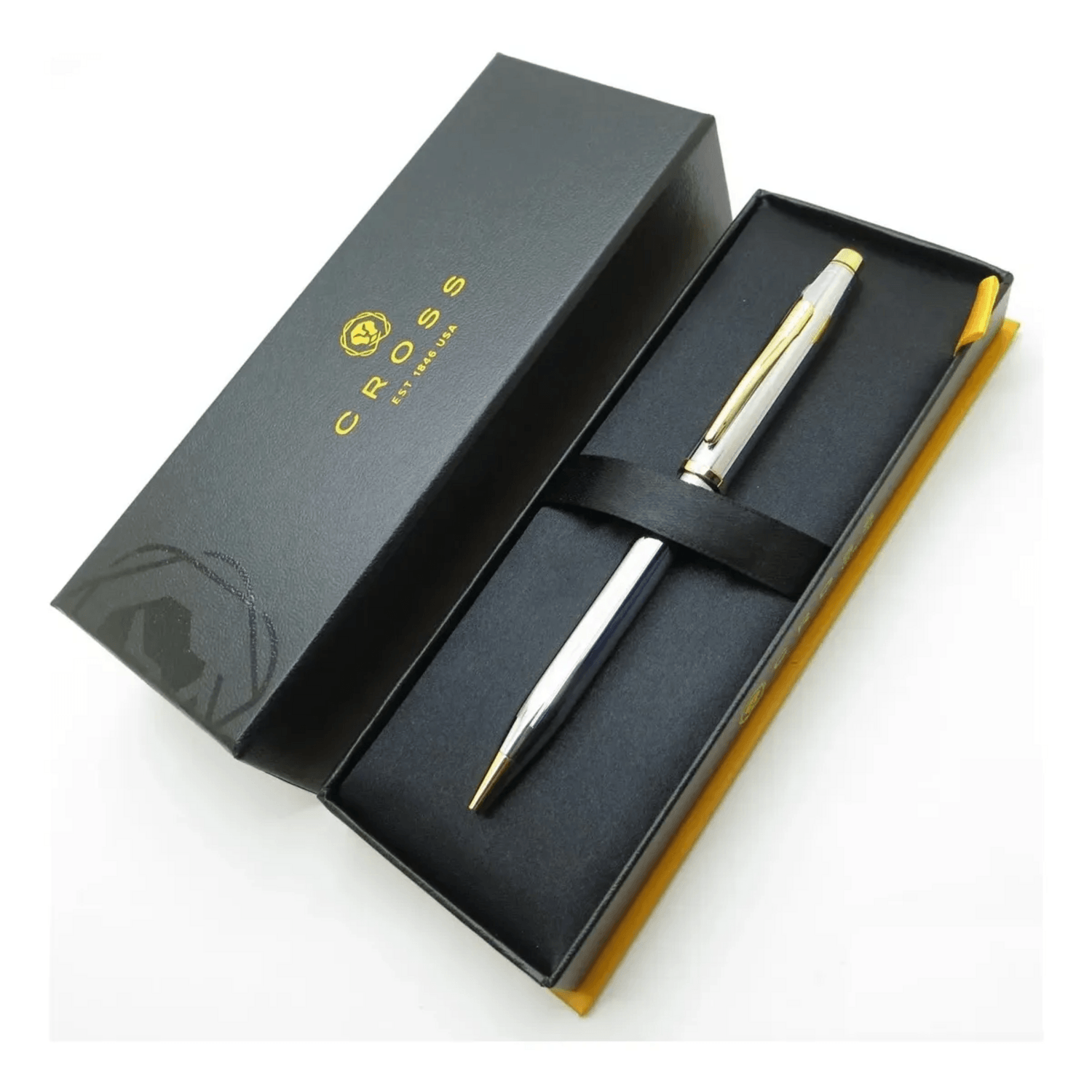 Bolígrafo Cross Century II Medalist Cromo Oro 23K Premium en estuche de lujo elegante, ideal para regalos y uso ejecutivo.