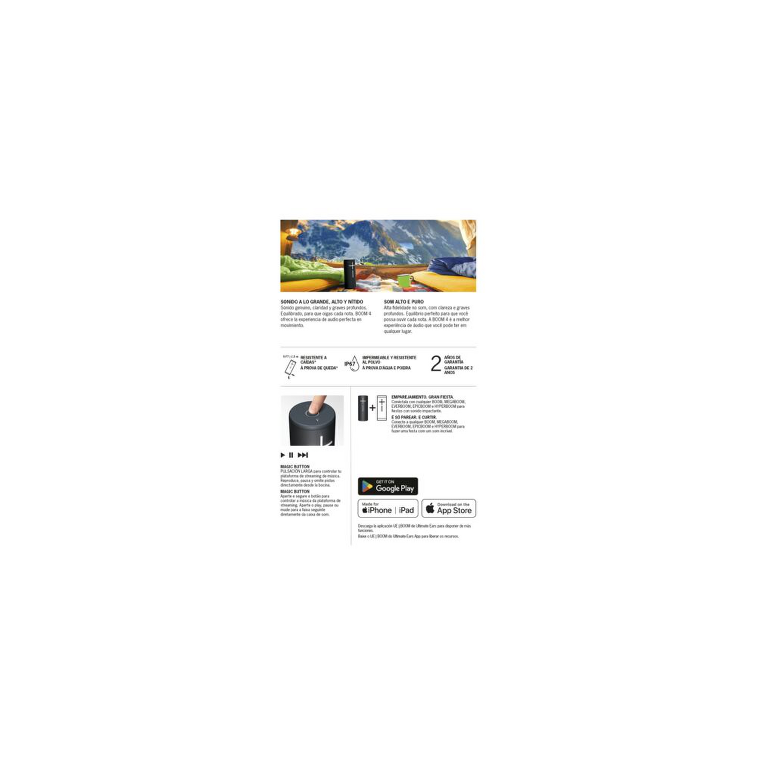 Parlante Portatil Ultimate Ears Boom 4 Negro Ultimate Ears New Horizons Chile New Horizons NHT.cl