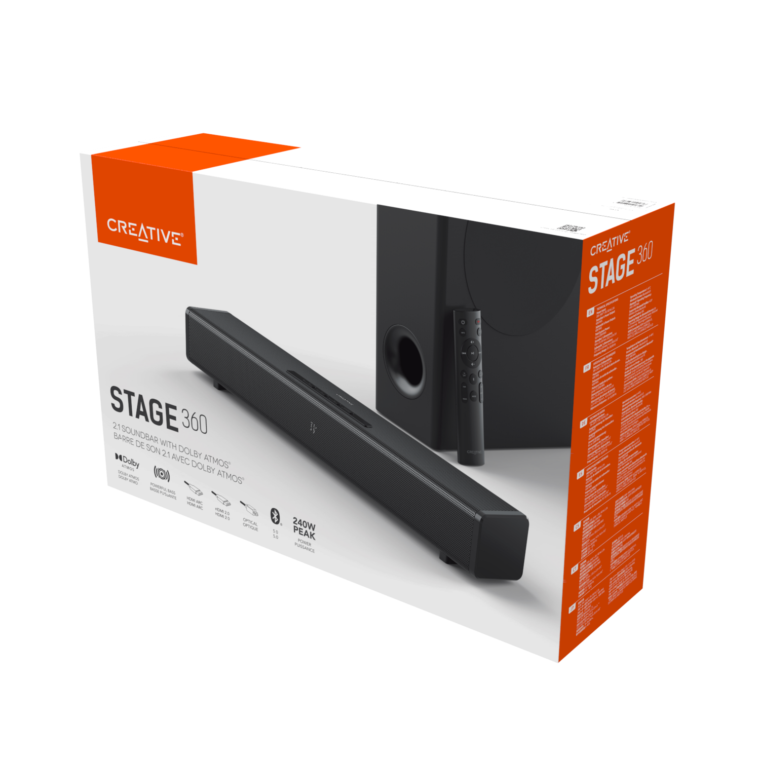 Barra de Sonido Creative Stage 360 SW Dolby Atmos Creative New Horizons Chile New Horizons NHT.cl