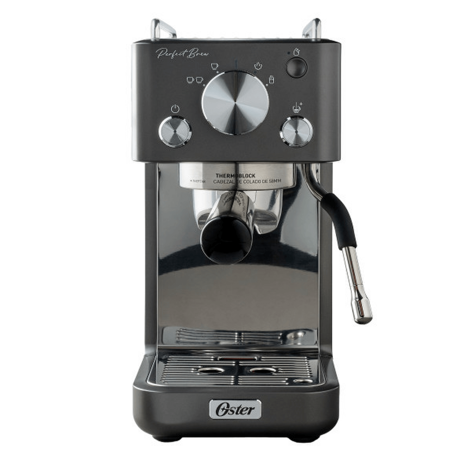 Cafetera Espresso Oster Perfect Brew 15 Bares 58 mm Compacta con diseño moderno y funcional.