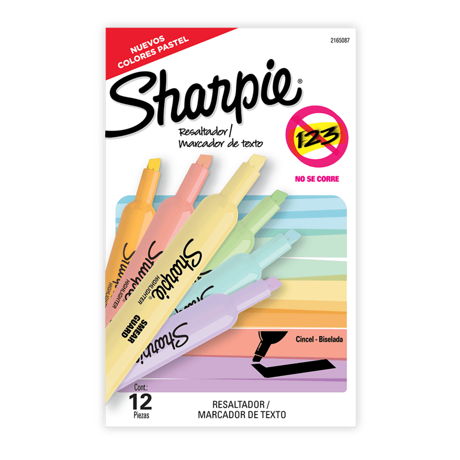 Caja de Destacadores Sharpie Pastel 12 Unidades 6 Colores