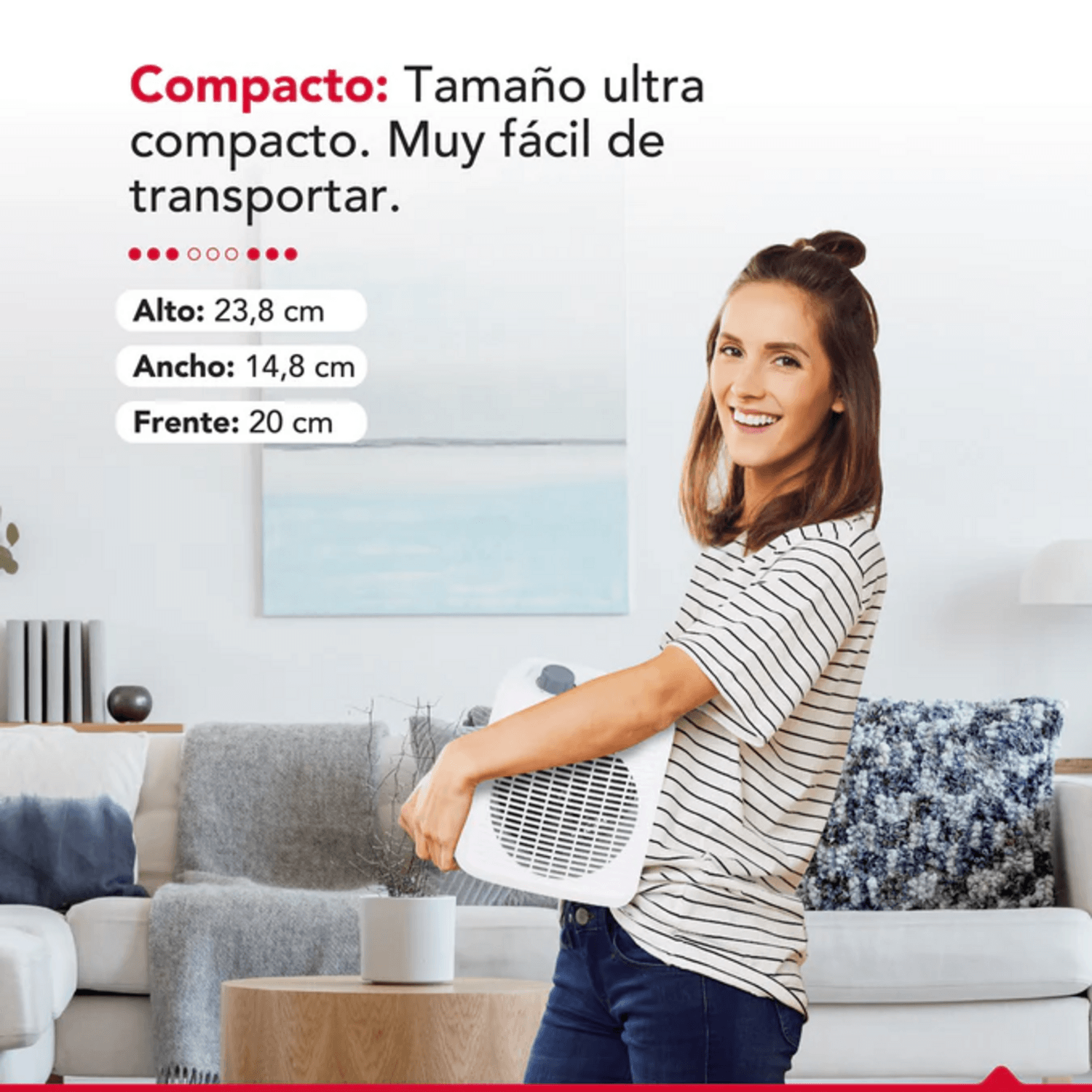 Calefactor eléctrico para baño Thor FH 2000, tamaño compacto, fácil de transportar, ideal para espacios interiores.
