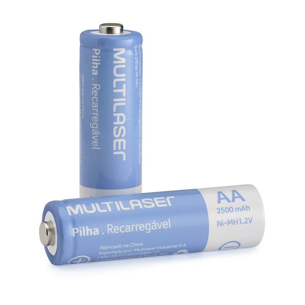2 Pilas Recargables AA Multilaser 2500 mAh
