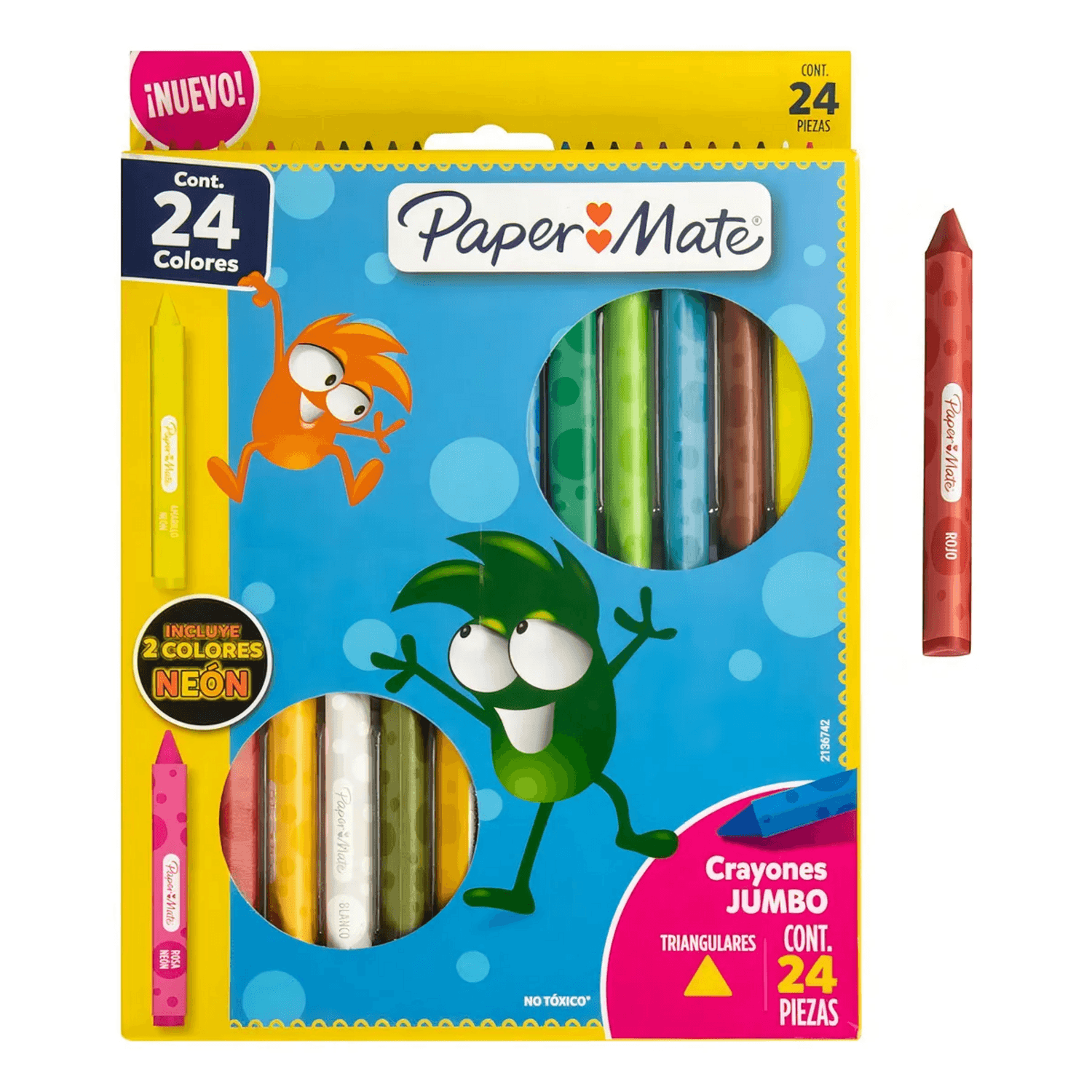 Lápices de Cera Crayones Triangular Papermate 24 Colores