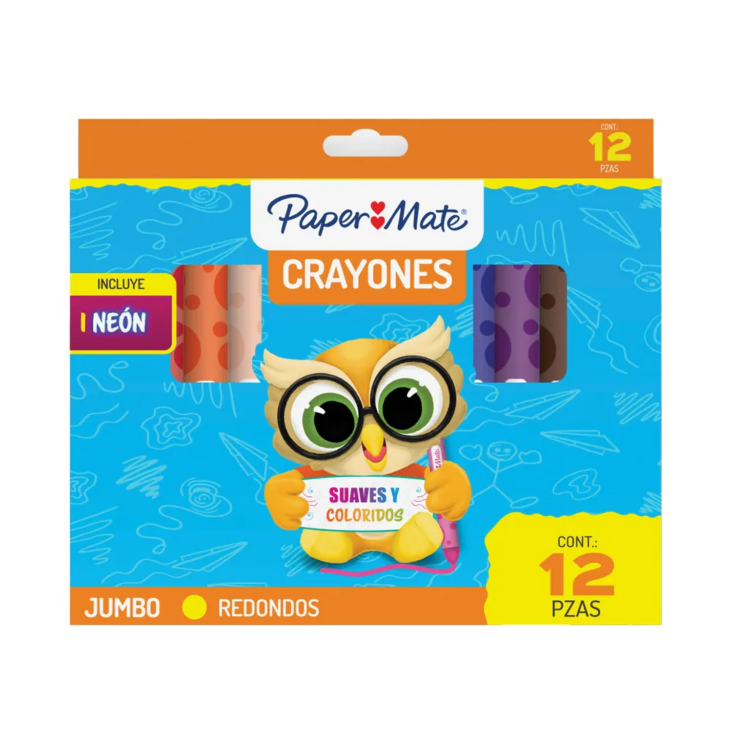 Crayones Lápices de Cera Redondos 12U PaperMate