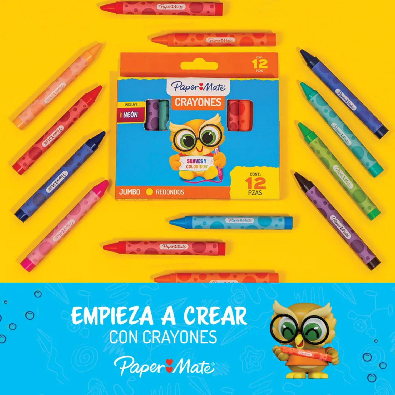 Crayones Lápices de Cera Redondos 12U PaperMate
