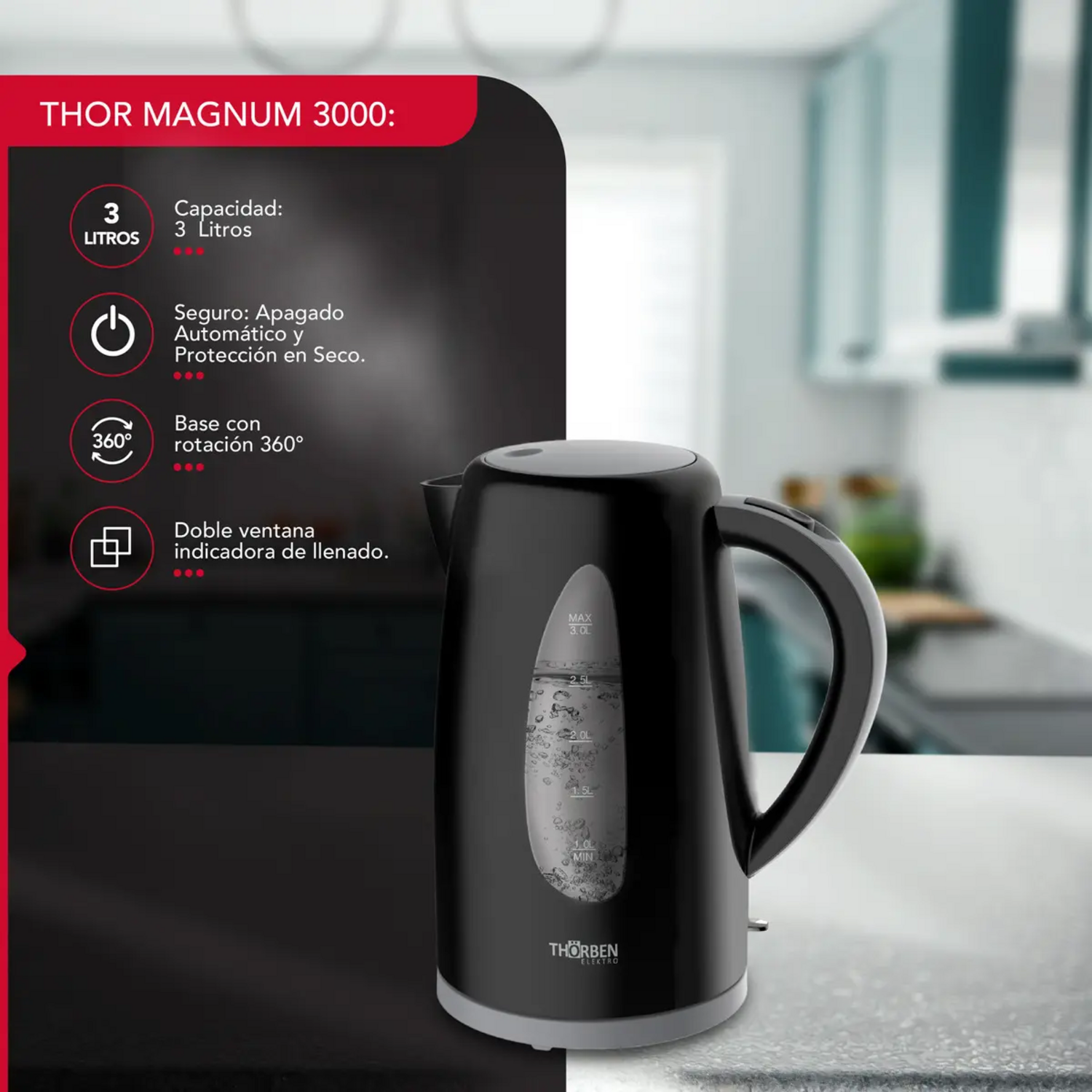 Hervidor Thorben Thor Magnum 3000 3L Base 360 Familiar