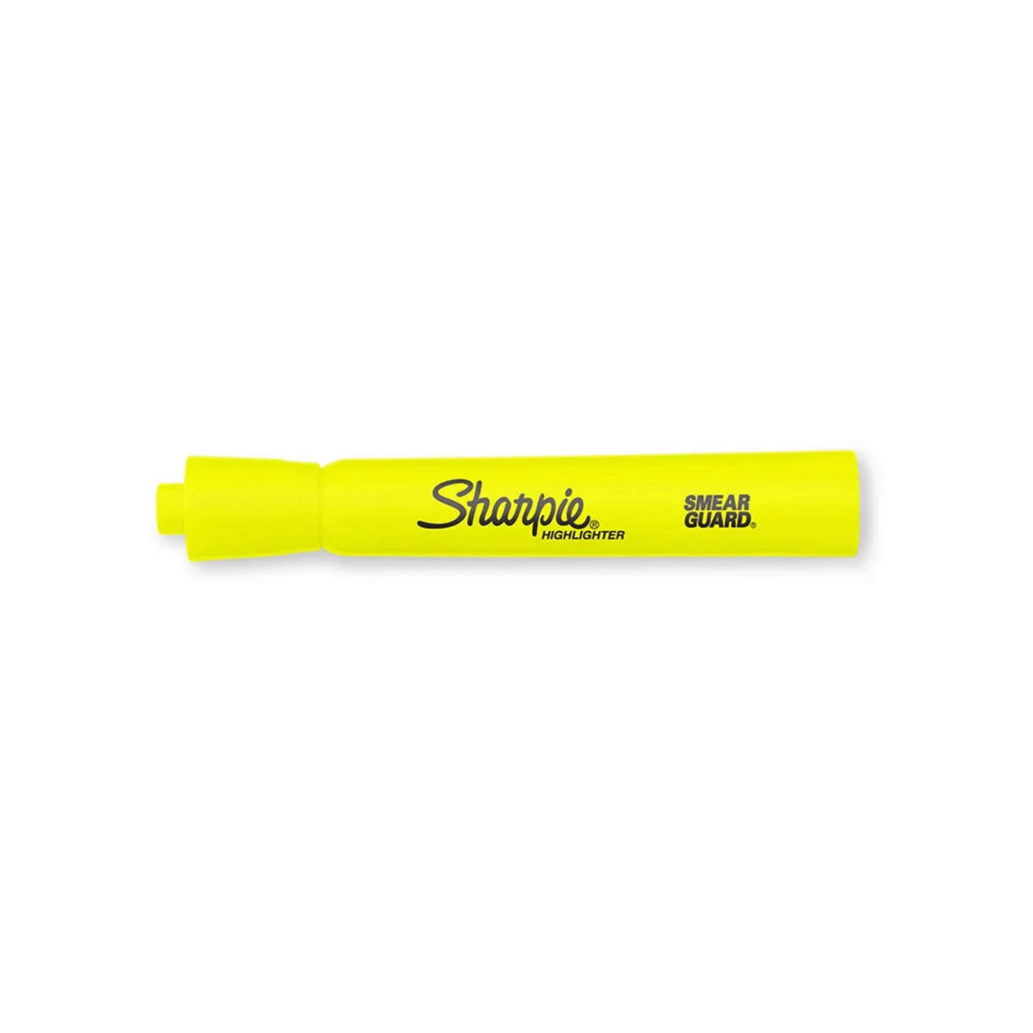 Destacador Sharpie Tank Amarillo 25025B Fluor Biselado en color amarillo brillante con tapa.