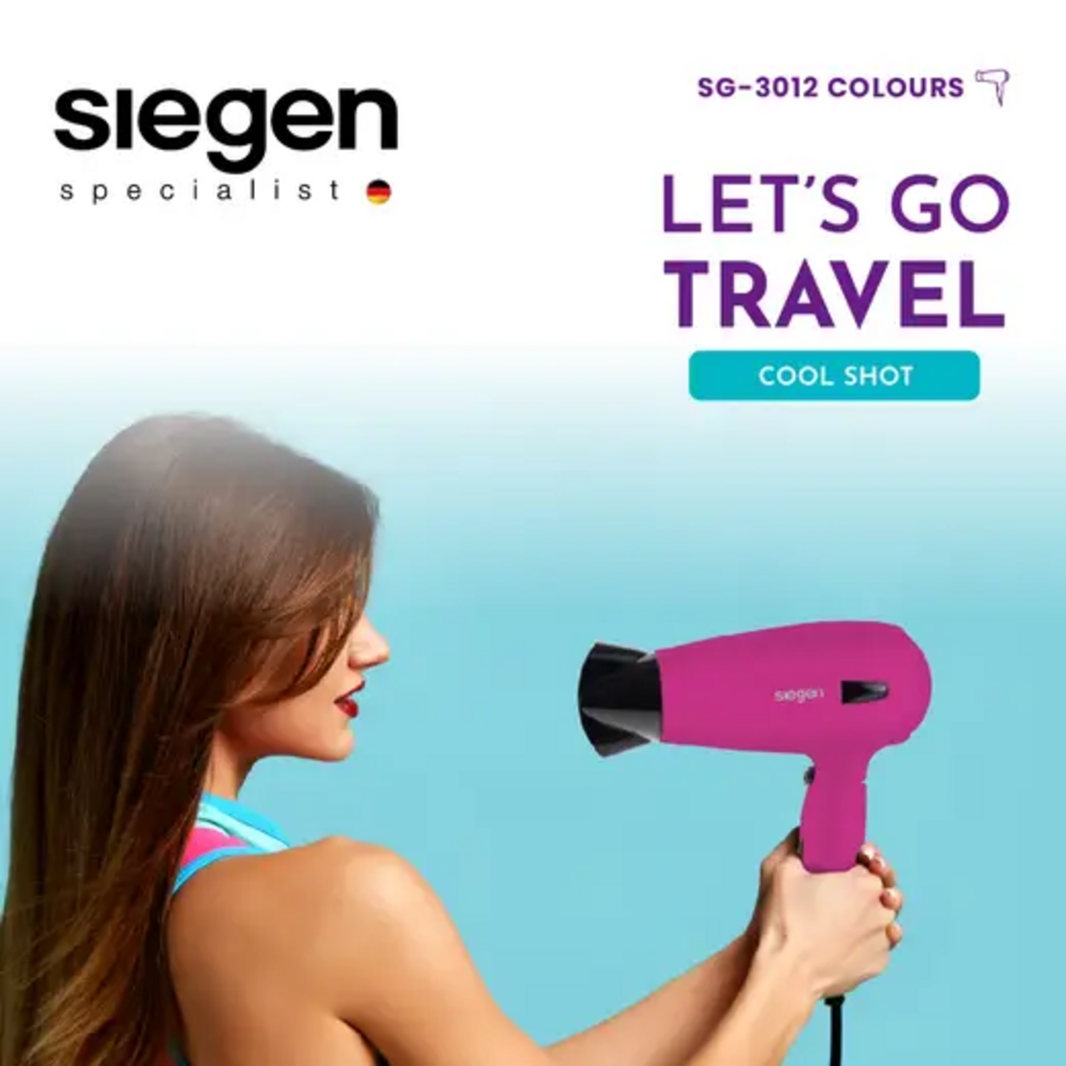 Secador Pelo Siegen SG-3012C61 1700W Plegable Viaje