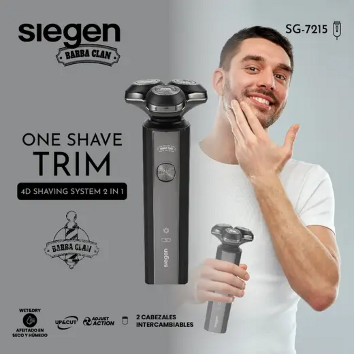 Afeitadora Siegen SG-7215 Recargable Para Ducha 2 Cabezales