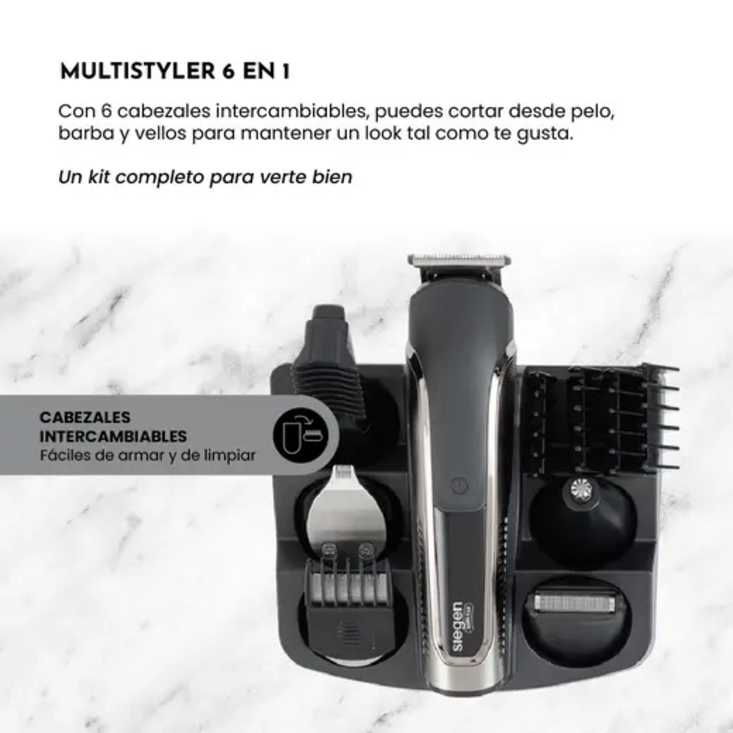 Cortadora De Pelo Siegen SG-8555 6 Cabezales Recargable