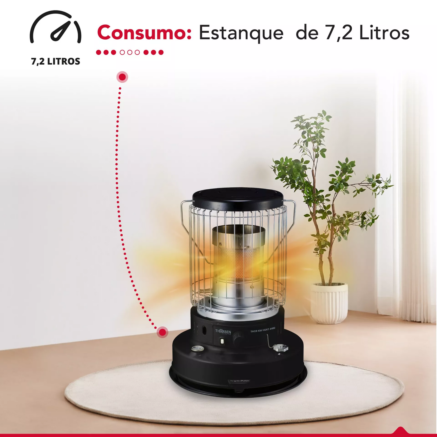Estufa Parafina Thorben KW Heat 4400 7,2L Encendido Auto