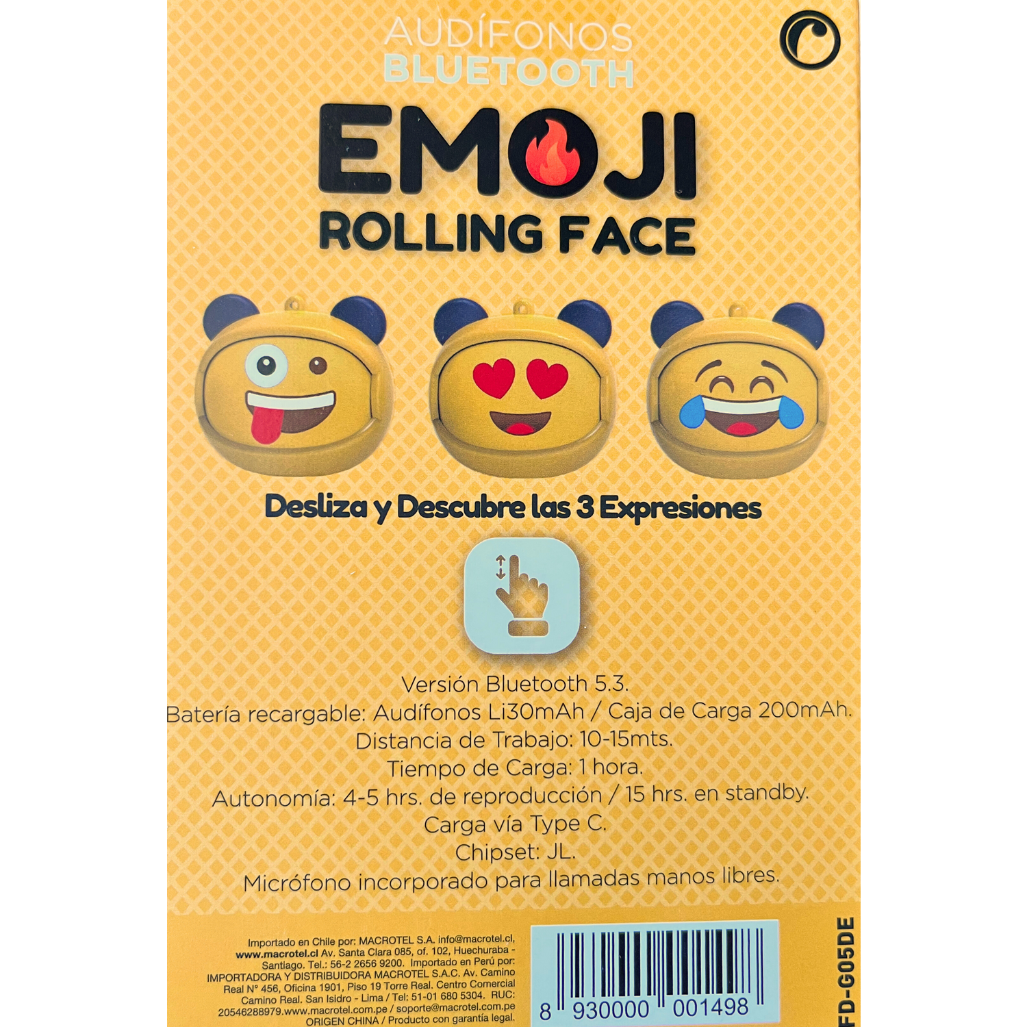 Audifonos Bluetooth In Ear Fiddler Emoji Rolling Face