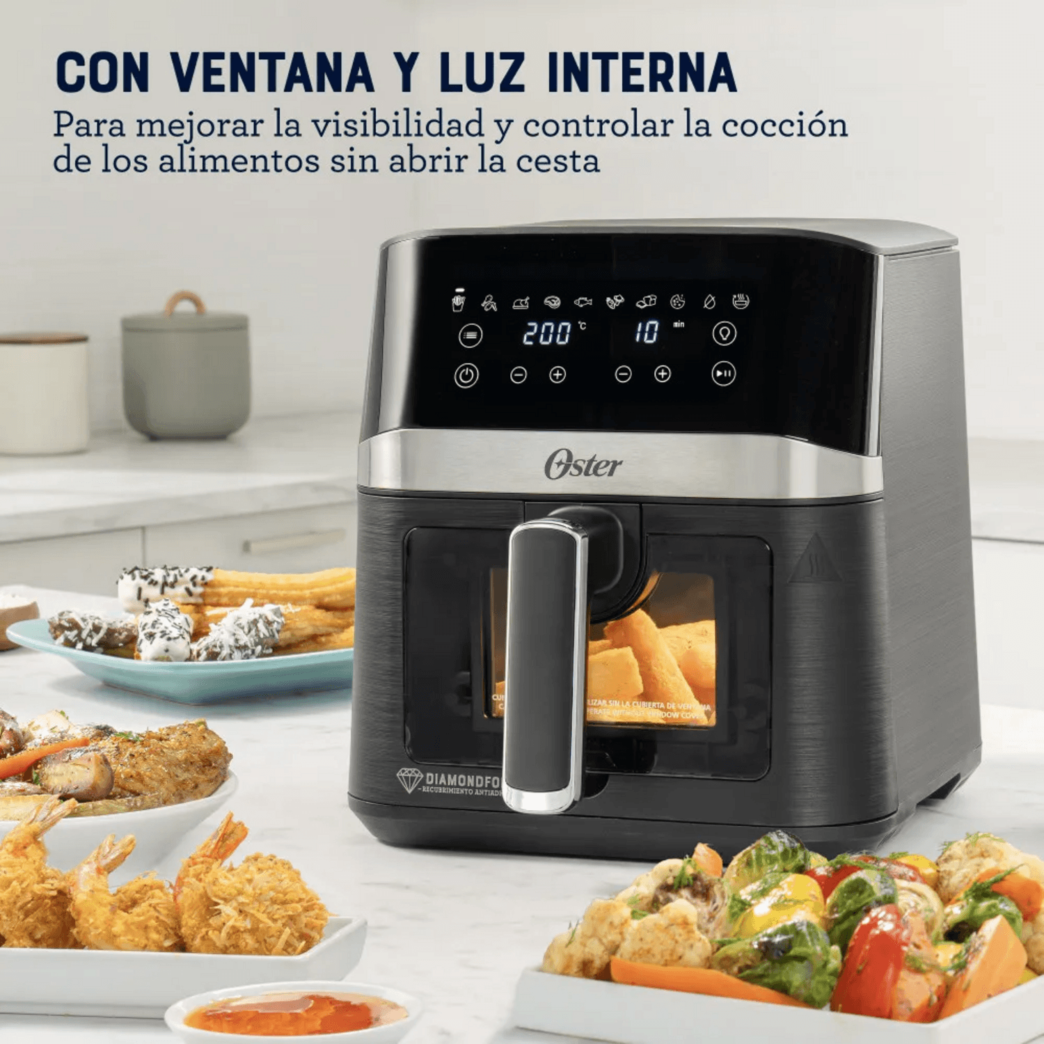 Freidora Air Fryer Oster 4L Visor 10 Prog 2204820 Oster New Horizons Chile New Horizons NHT.cl
