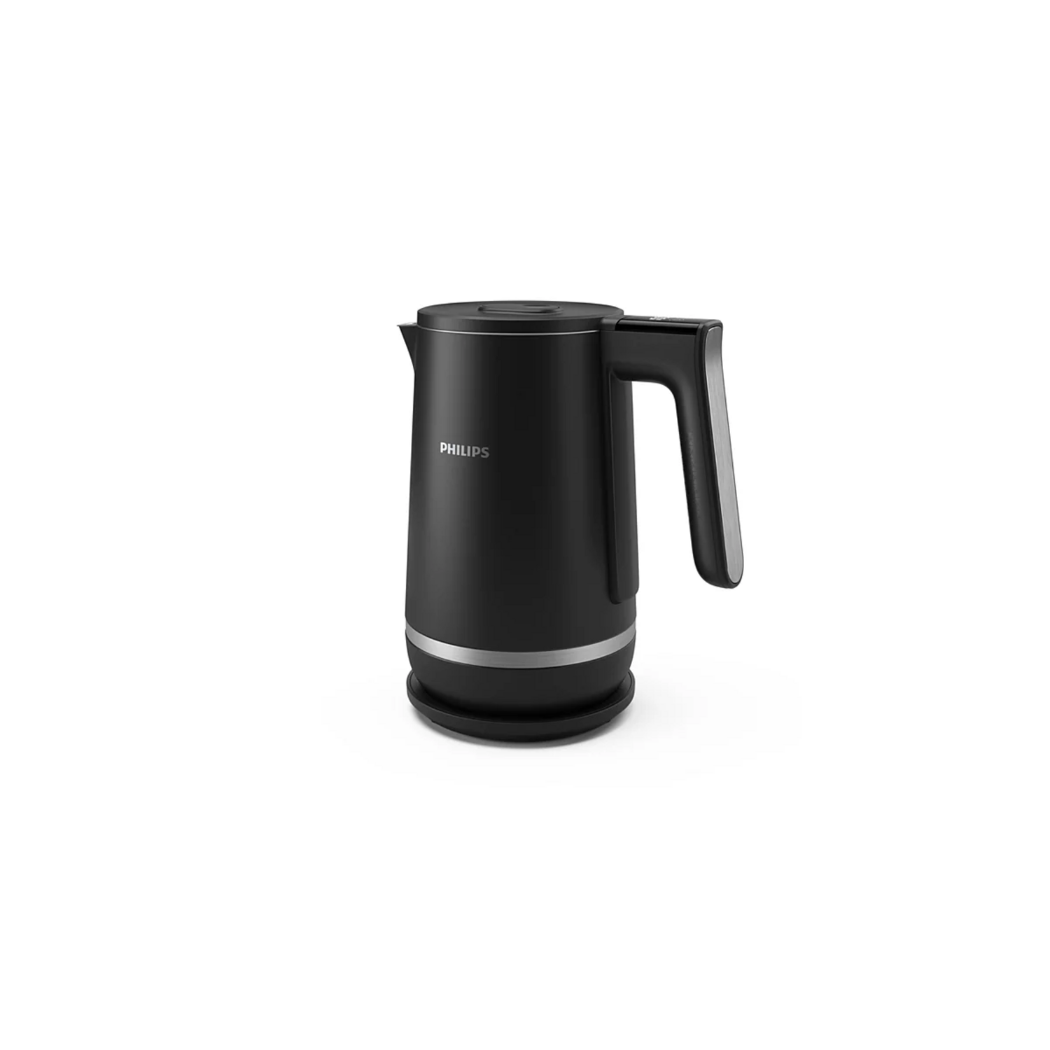Hervidor Philips HD9396 1.7L Control Temp Doble Pared en color negro con diseño elegante y moderno.
