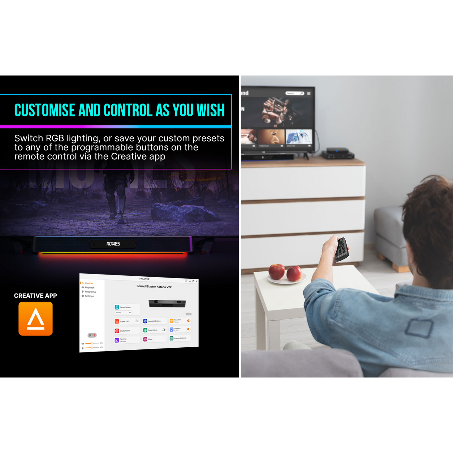 Barra de Sonido Creative Katana V2X RGB Super X-FI Creative New Horizons Chile New Horizons NHT.cl