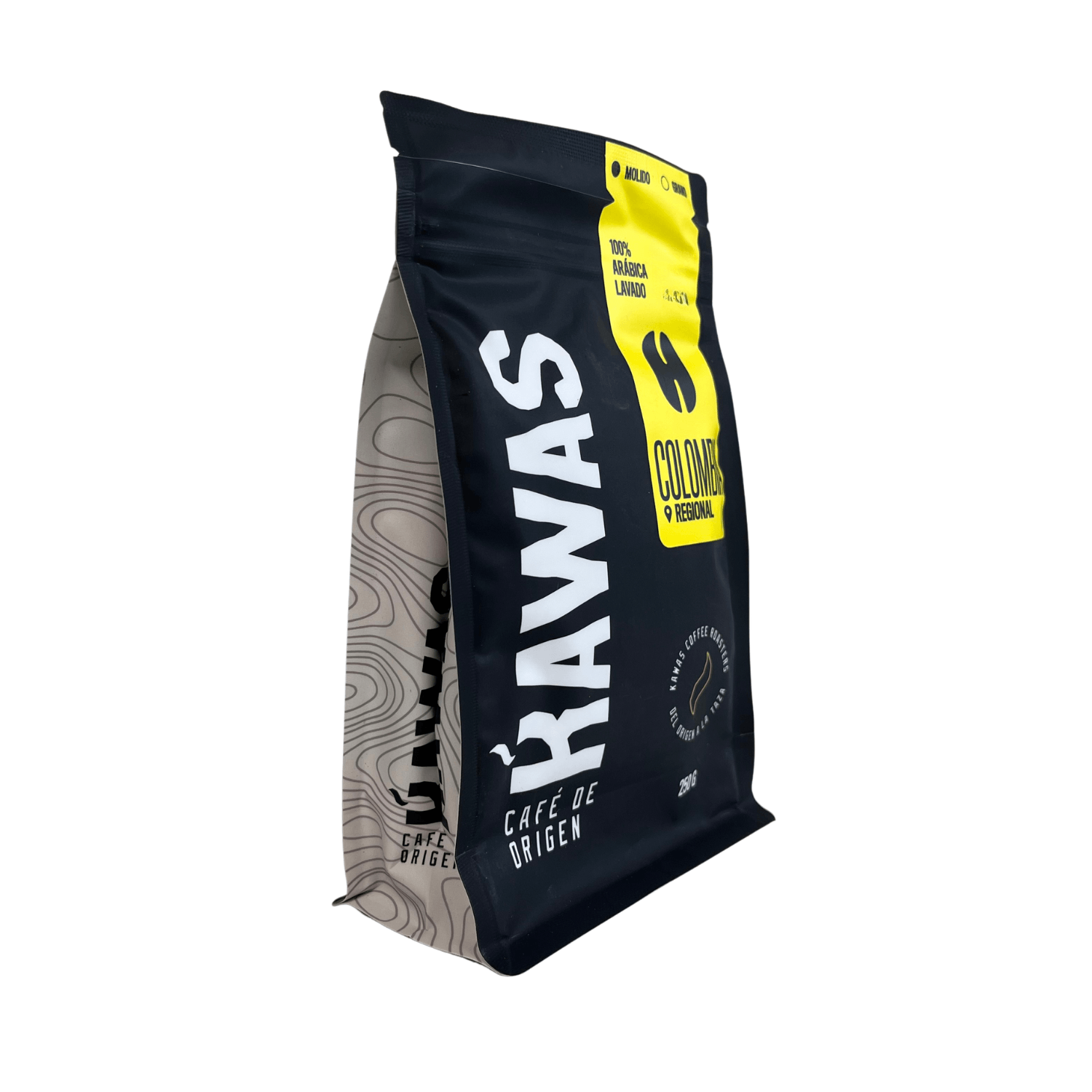 Café Molido Kawas Colombia Caldas De Origen 250g Frutal, café molido frutal kawas colombia en bolsa atractiva.