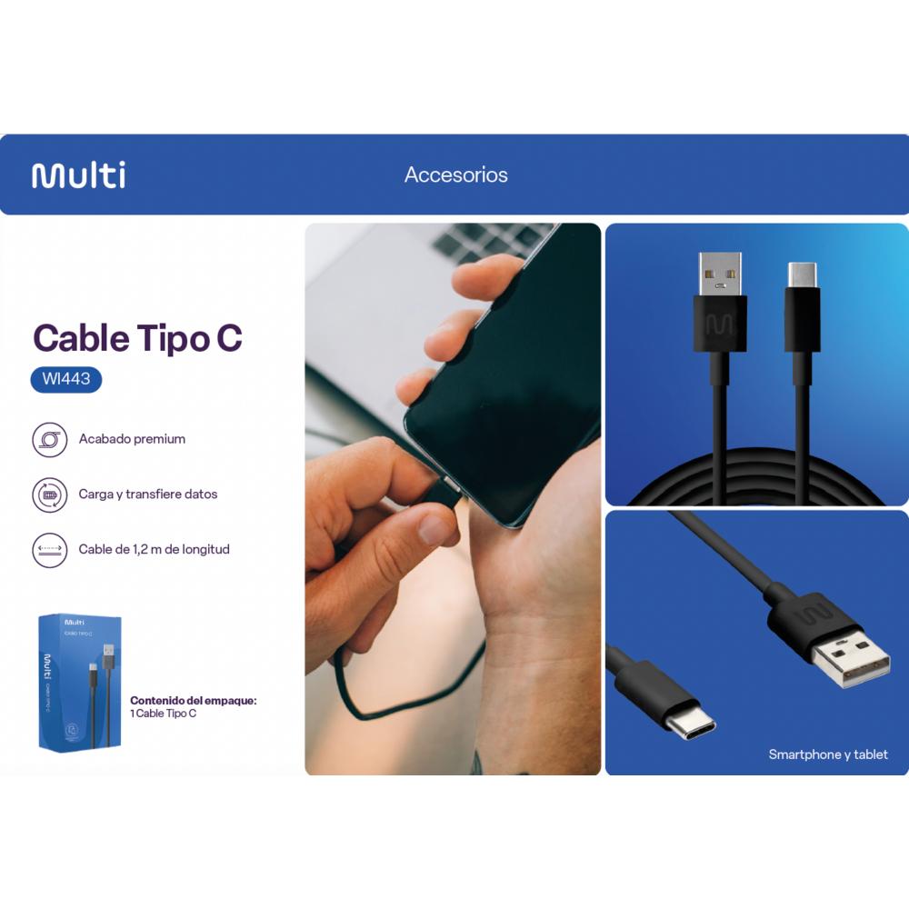 Cable USB Tipo C / Tipo A Multilaser 1.2M WI443 Multilaser New Horizons Chile New Horizons NHT.cl