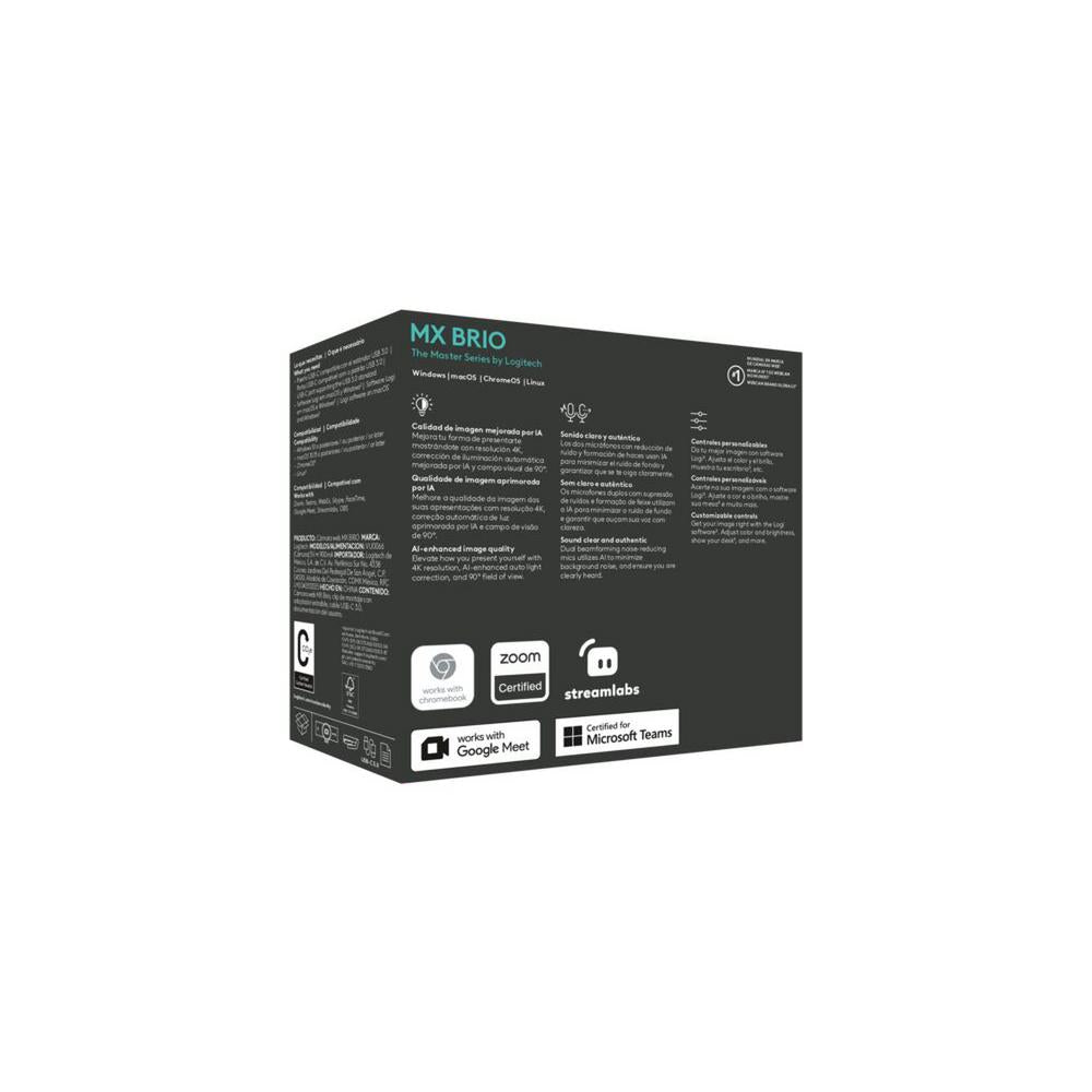 Camara Web Webcam Logitech Ultra HD 4K MX Brio Grafito Logitech New Horizons Chile New Horizons NHT.cl