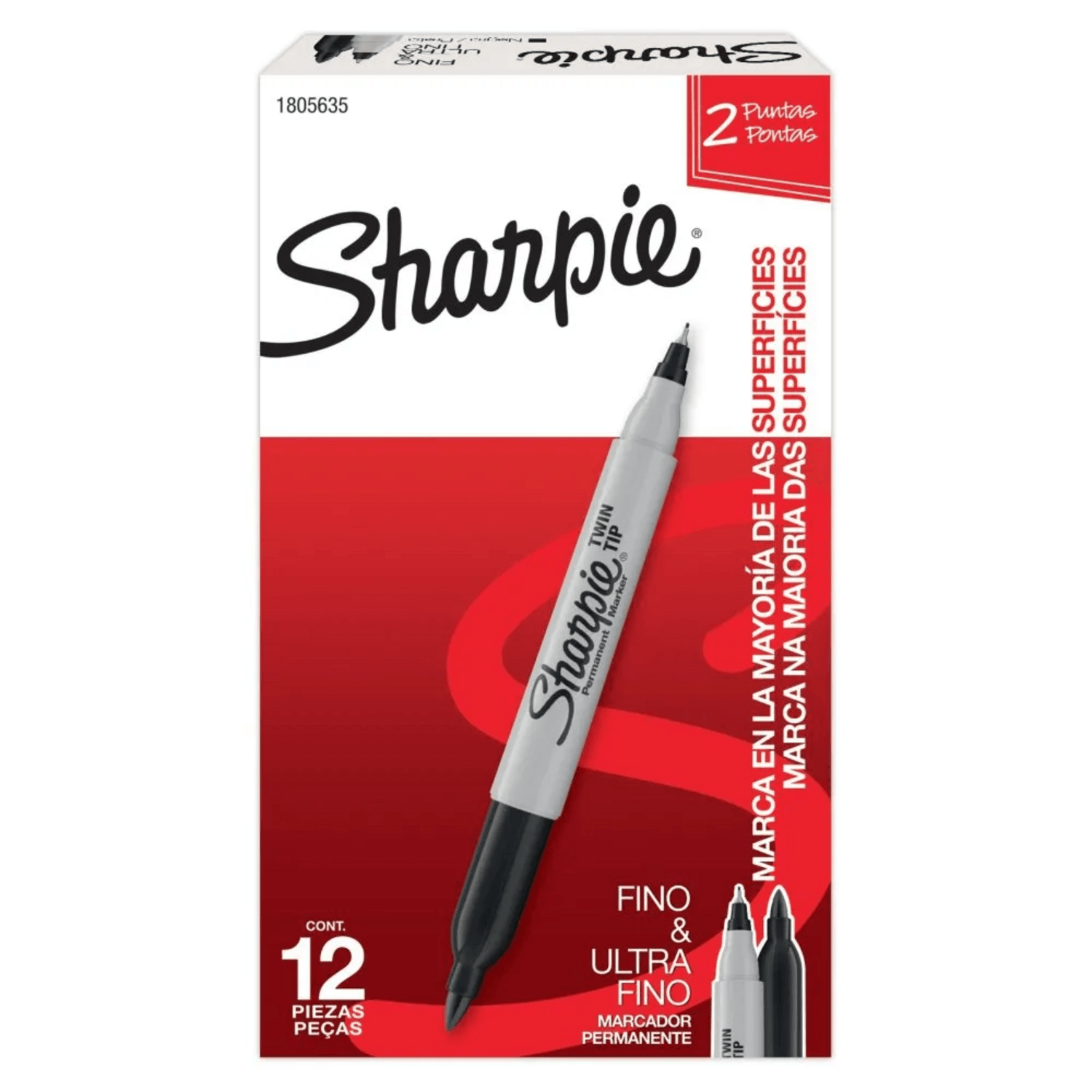Marcador Permanente Sharpie Doble Punta Negro Individual