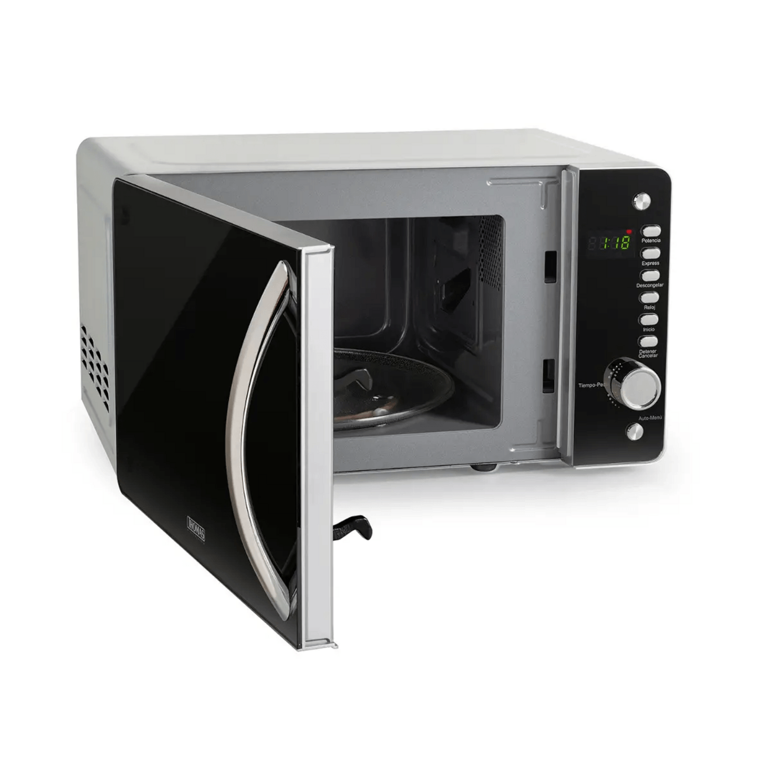 Microondas Thomas Digital Compacto 20 Litros 800W TH20DM con diseño elegante y funciones digitales avanzadas.