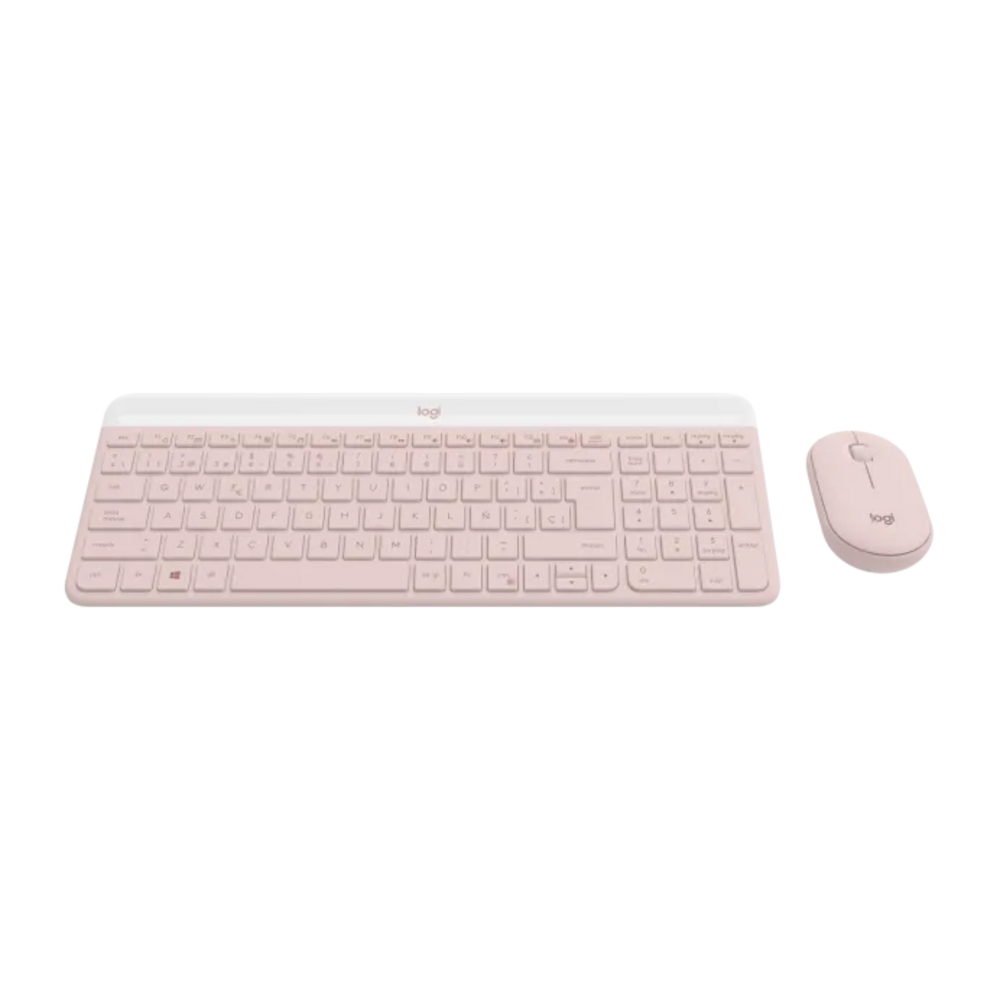 Kit Teclado Mouse Logitech Inalam Ultradelgado MK470 Rosa