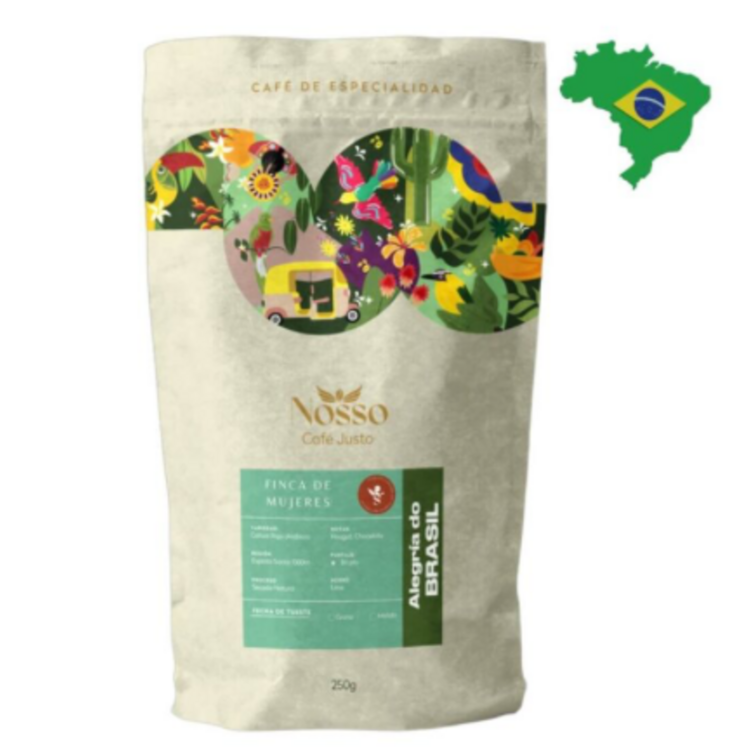 Cafe Molido Nosso Cafe Justo Finca Mujeres Brasil 250g Nosso Cafe Justo New Horizons Chile New Horizons NHT.cl