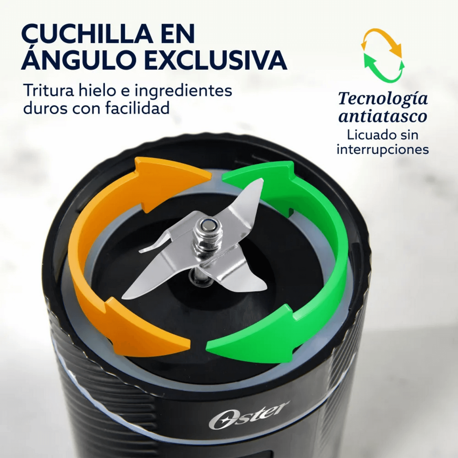 Licuadora Portatil Recargable USB-C Oster GoMax 590 ML Negro Oster New Horizons Chile New Horizons NHT.cl