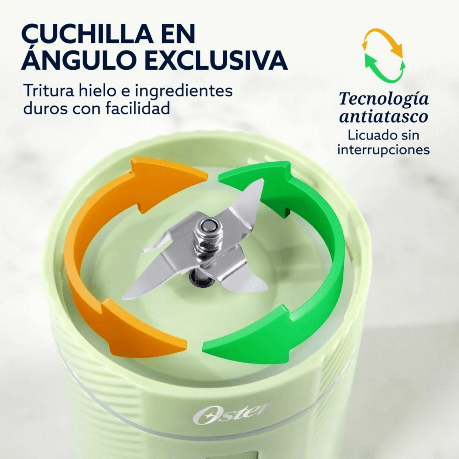 Licuadora Portatil Recargable USB-C Oster GoMax 590 ML Verde Oster New Horizons Chile New Horizons NHT.cl