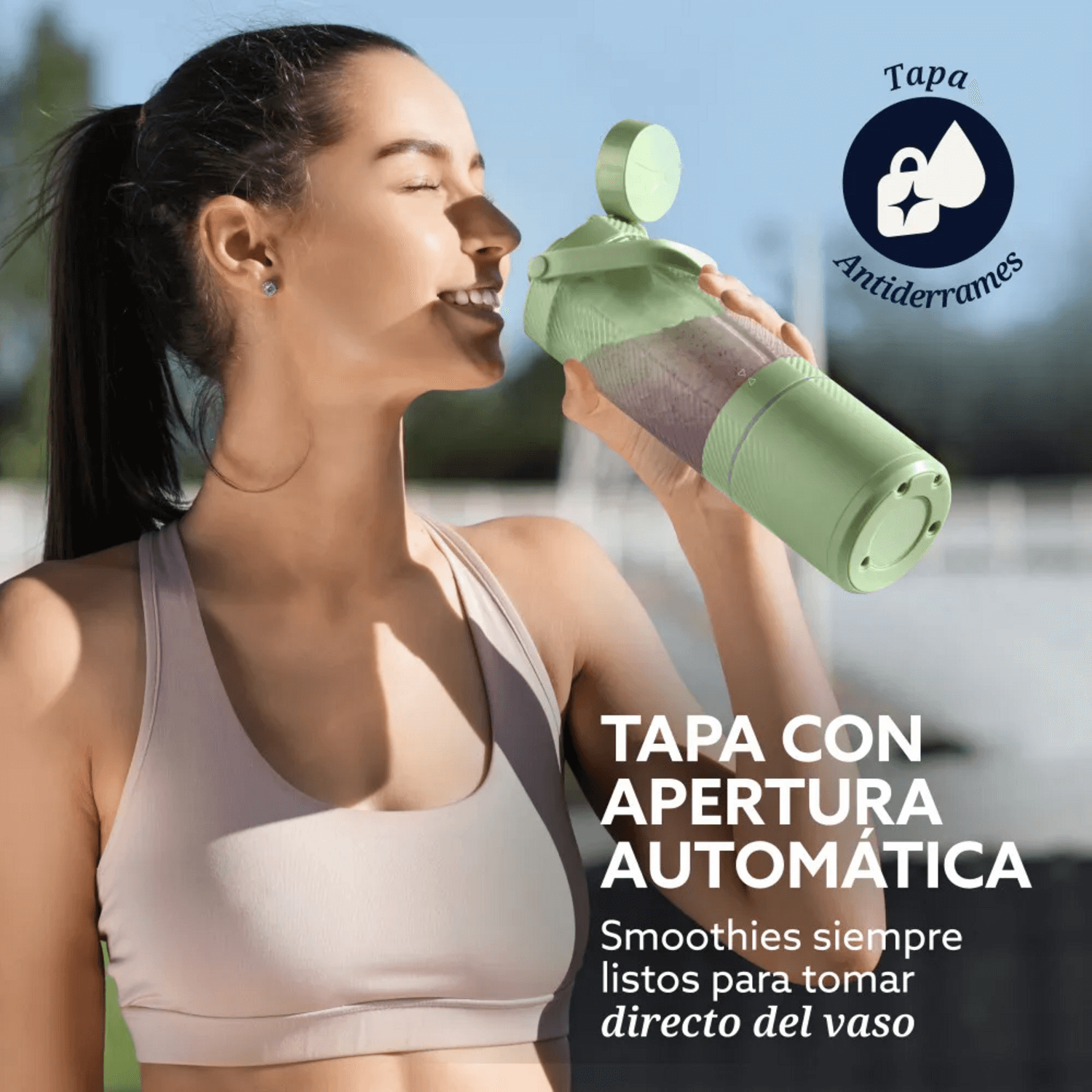 Licuadora Portatil Recargable USB-C Oster GoMax 590 ML Verde Oster New Horizons Chile New Horizons NHT.cl